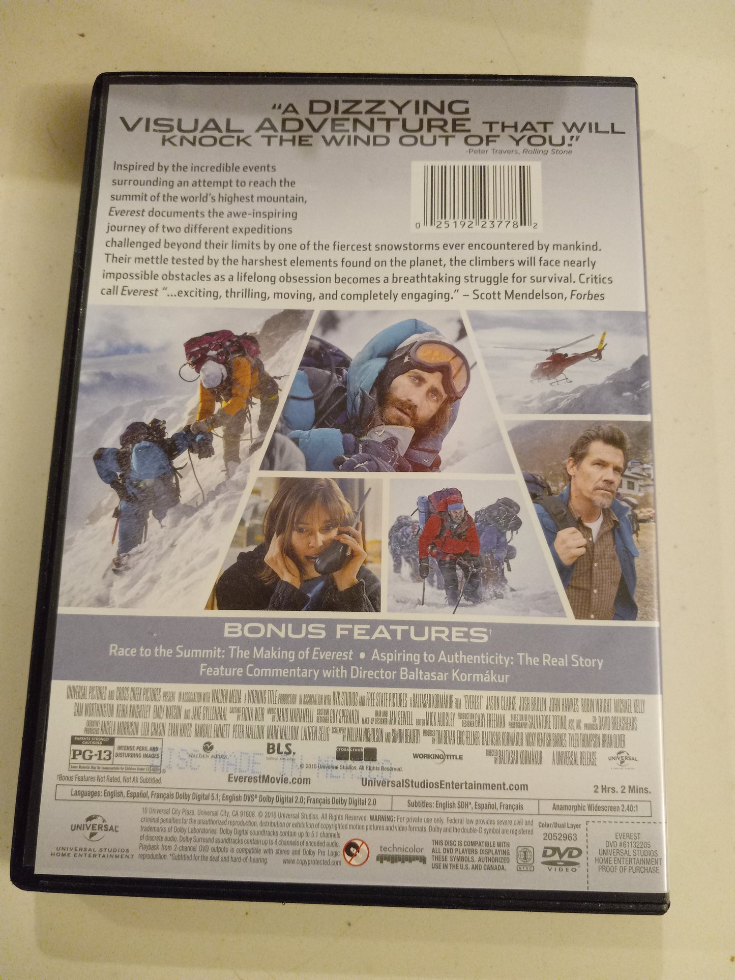 Everest, True Story, DVD Movie, Sam Worthington Widescreen, Rated PG-13, USED