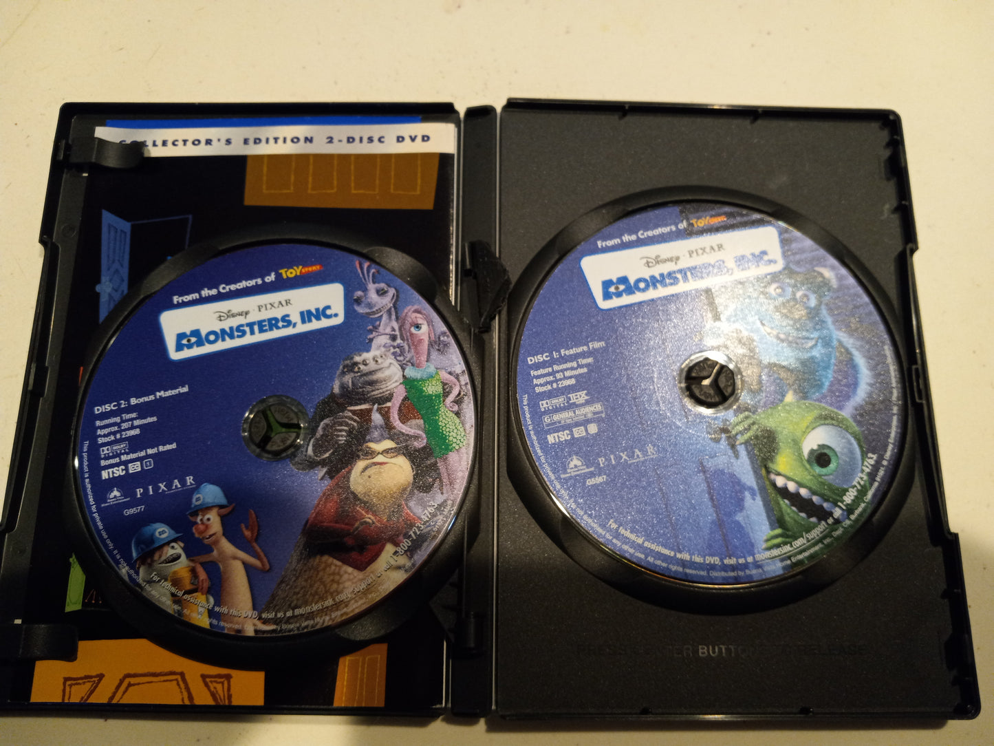 Monsters, INC. 2 Disk, Collectors Edition, DVD Movie, Rated G, Widescreen, USED