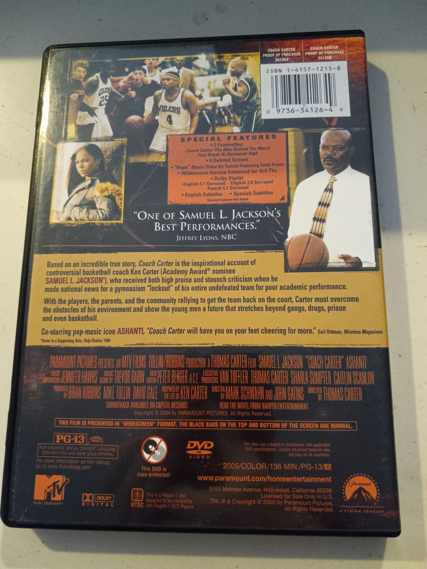 Coach Carter, DVD Movie, Fullscreen/Widescreen, Rated PG-13, USED