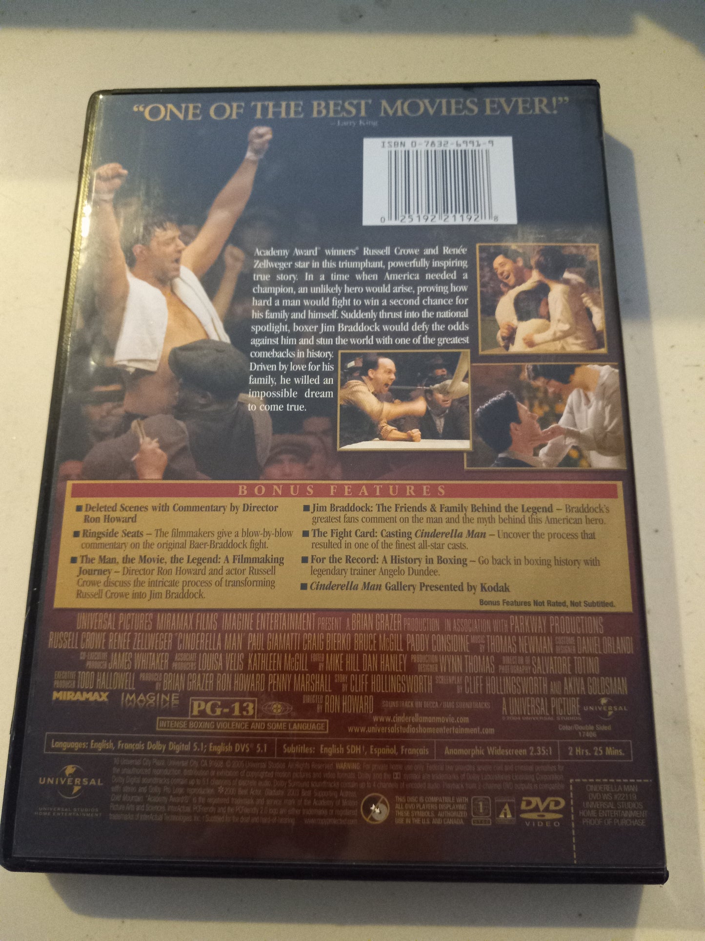 Cinderella Man, DVD Movie, Widescreen, Rated PG-13, USED