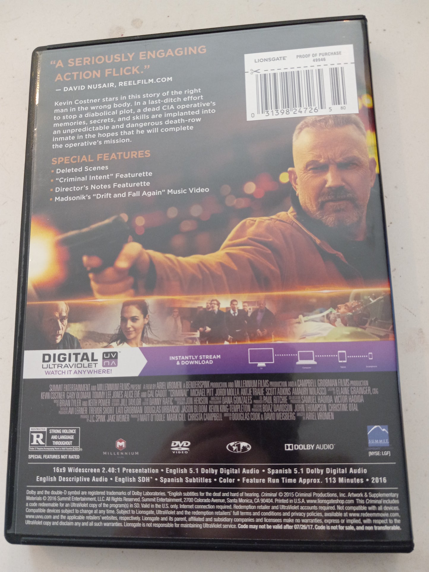Criminal, DVD Movie, Widescreen, Rated R, Rare, USED