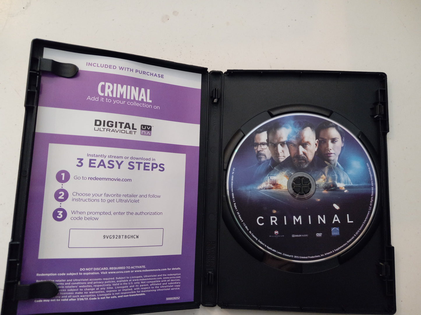 Criminal, DVD Movie, Widescreen, Rated R, Rare, USED