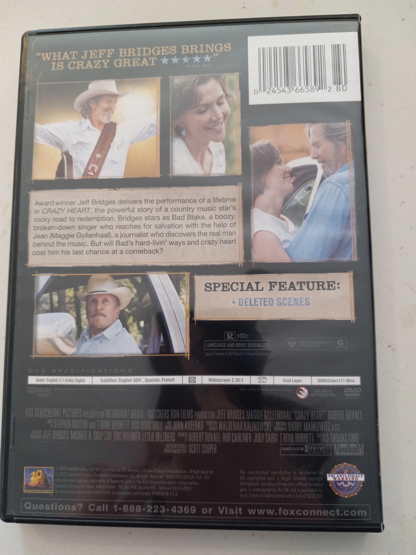 Crazy Heart, DVD Movie, Widescreen, Rated R, USED