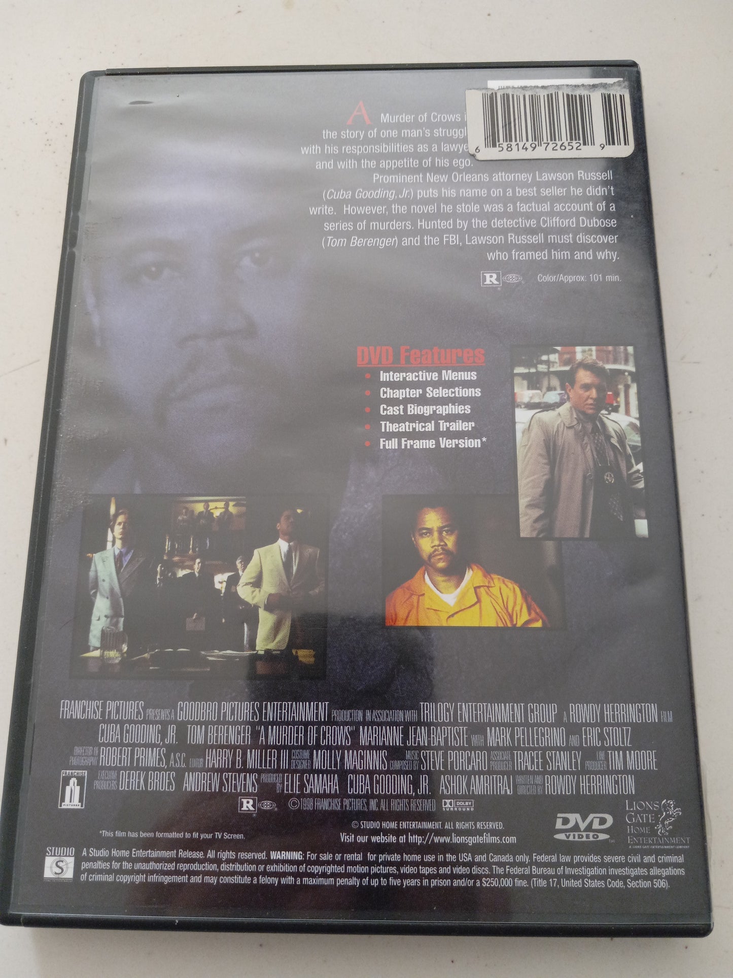 A Murder Of Crows, DVD Movie, Rated R, Fullscreen, Rare USED