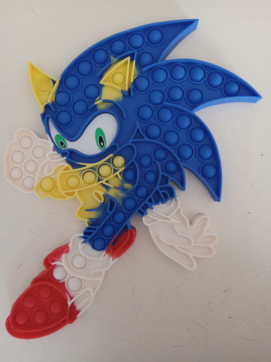 Blue Sonic the Hedgehog Large Pop-it Sensory Activity Toy, 60 Sockets, Rare USED