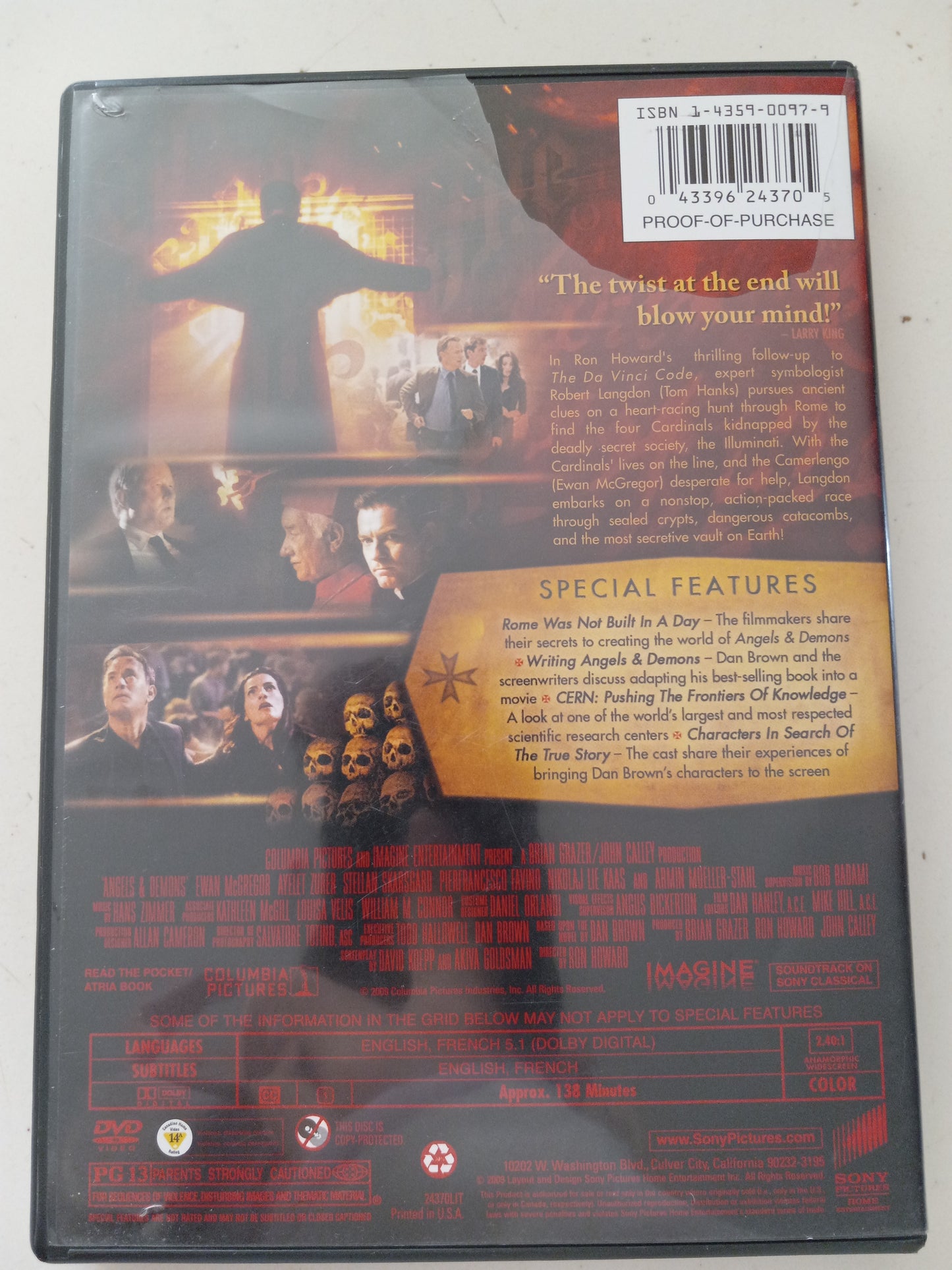 Angels And Demons, DVD Movie, Widescreen, ﻿Rated PG-13, USED