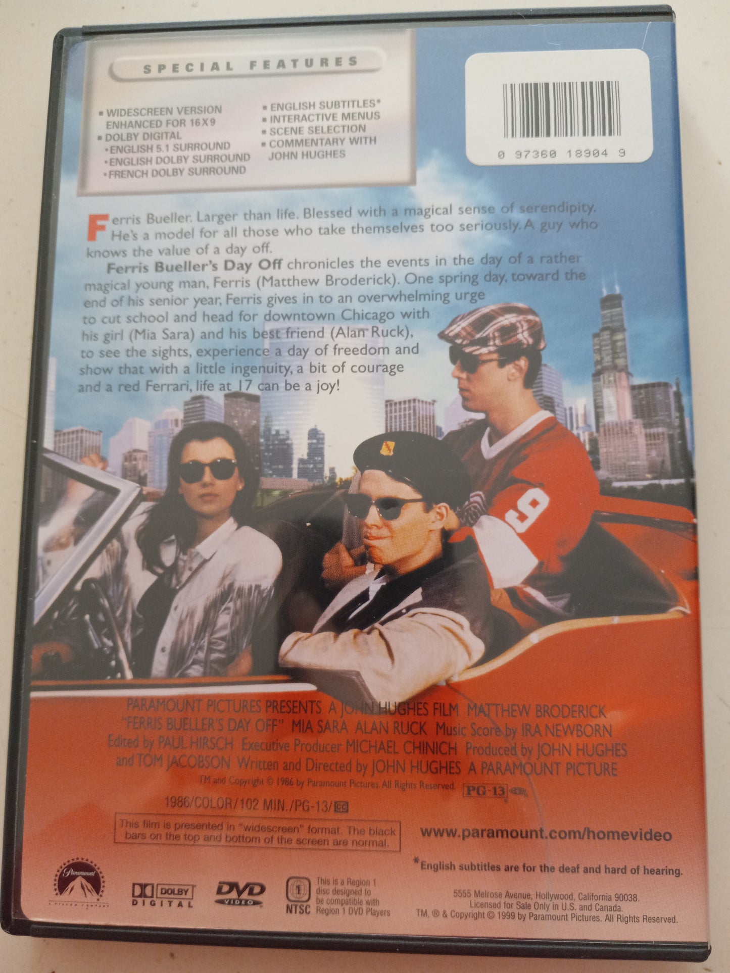 Ferris Bueller's Day Off, DVD Movie, Widescreen, Rated PG-13, USED