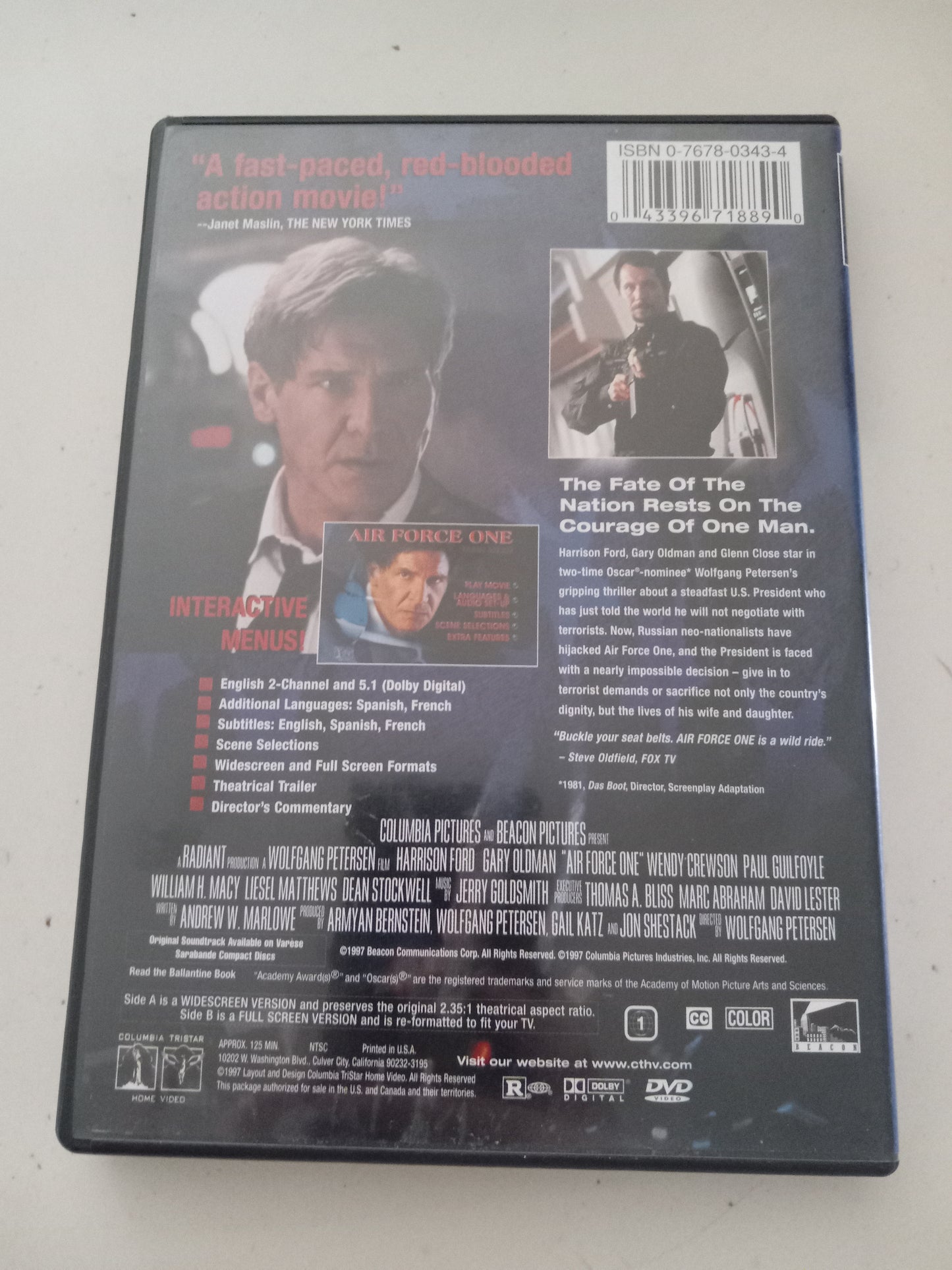 Air Force One, Harrison Ford, Widescreen/Fullscreen, DVD Movie, Rated R, USED