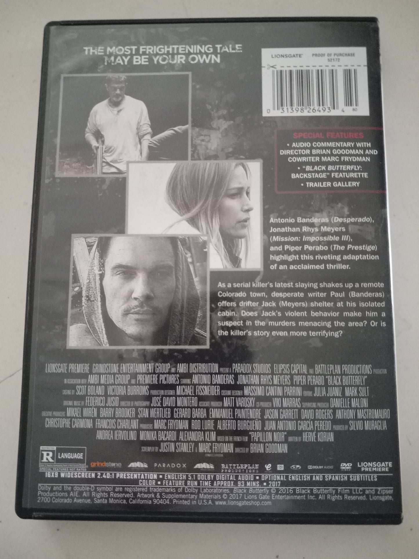 Black Butterfly, Antonio Banderas, DVD Movie, Widescreen, Rated R, Rare, USED.
