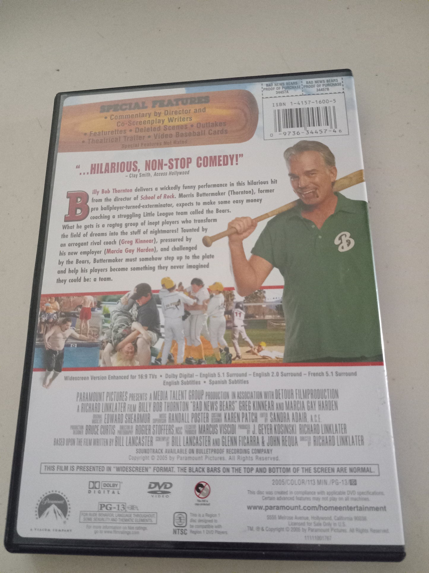 The Bad News Bears, Special Collector's Edition, 2005,Thornton, DVD Movie, Widescreen, Rated PG-13, USED.
