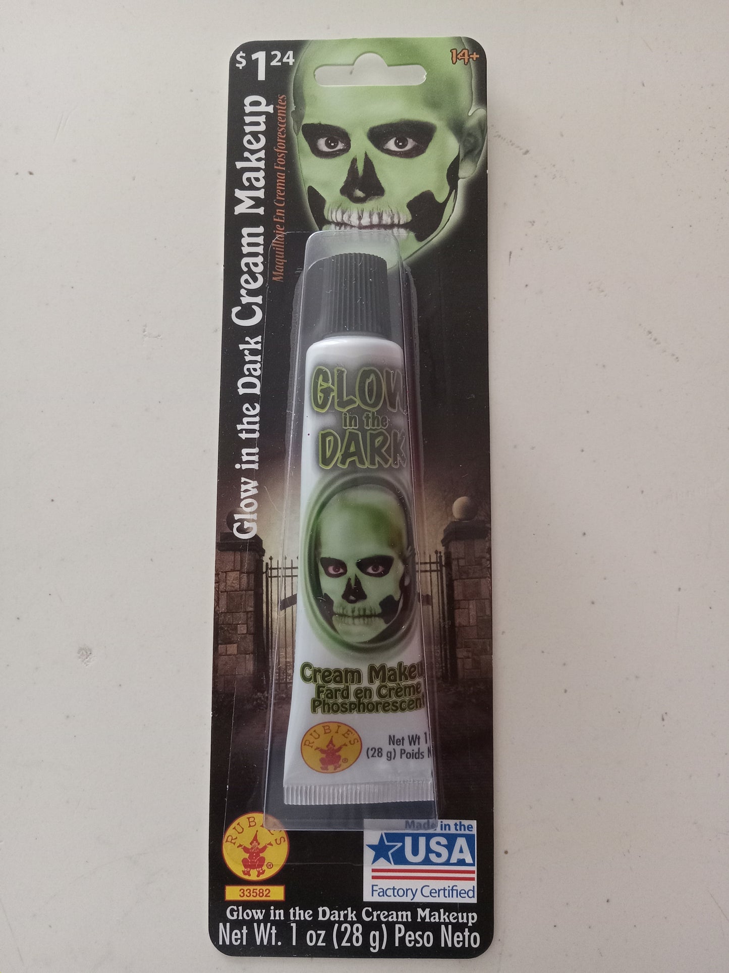Glow In the Dark Cream Washable Makeup Rubies 1oz Cosplay Halloween Costume Accessory, NEW