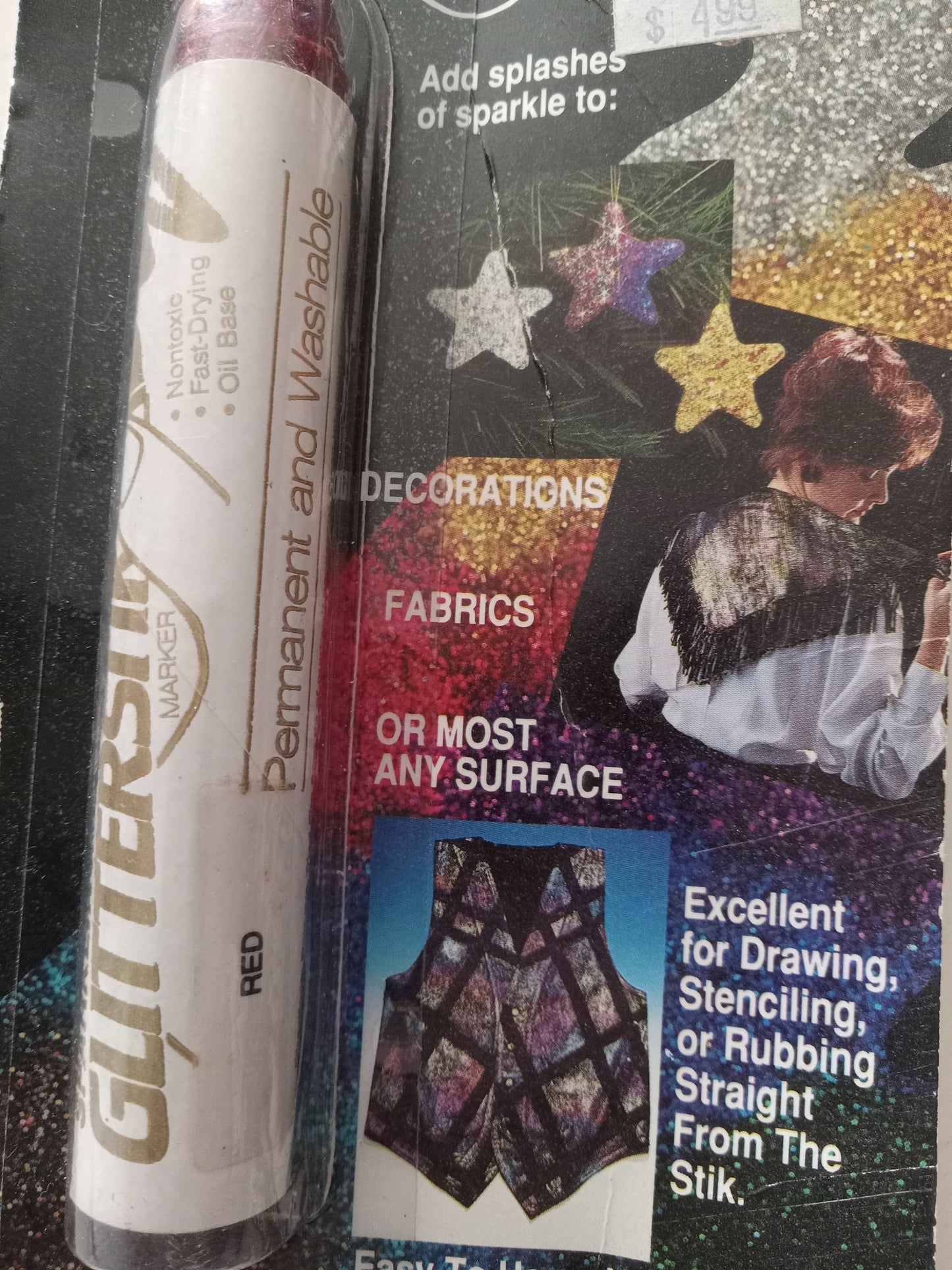 Red Sparkling Glitterstik Glitter Stick Shiva 4.5" Crafts Art, Cosplay Accessory, NEW