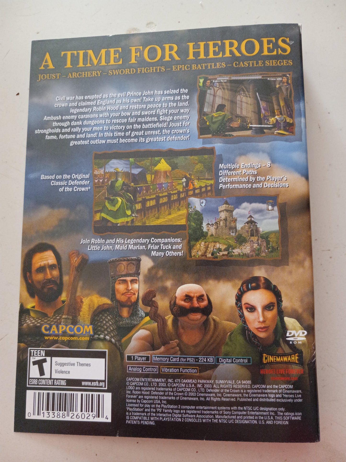 Robin Hood Defender Of The Crown, Playstation 2, Cover Art + Manual Only, USED