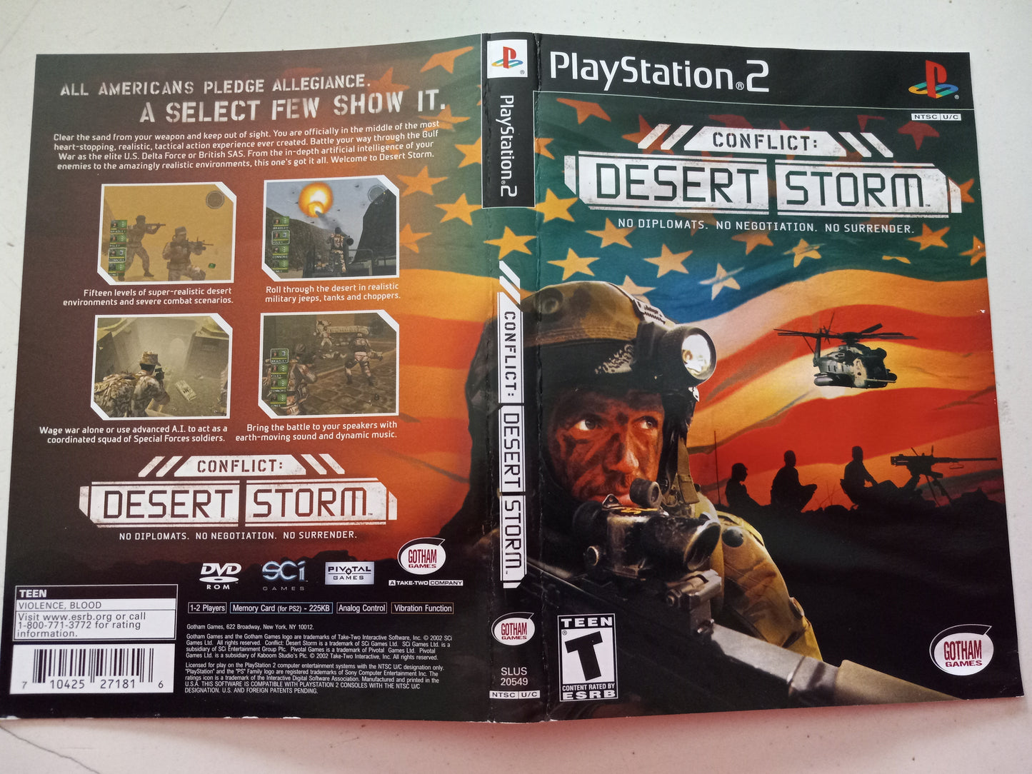 Conflict Desert Storm, Playstation 2, Cover Art + Manual Only, USED