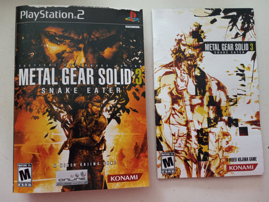 Metal Gear Solid 3 Snake Eater, Playstation 2, Cover Art + Manual Only, USED