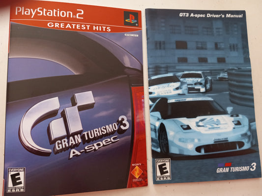 Gran Turismo 3 A-Spec, Playstation 2, Cover Art + Manual Only, USED