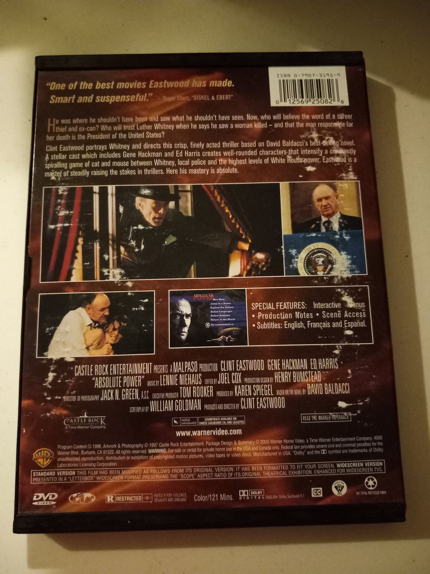 Absolute Power, DVD Movie, Widescreen, Rated R, Rare USED