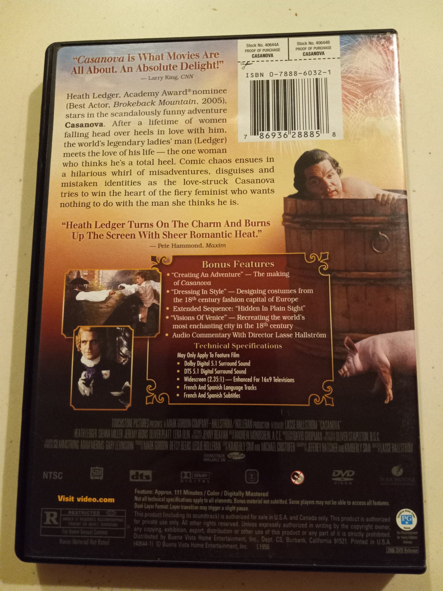 Casanova, DVD Movie, Widescreen, Rated R, USED