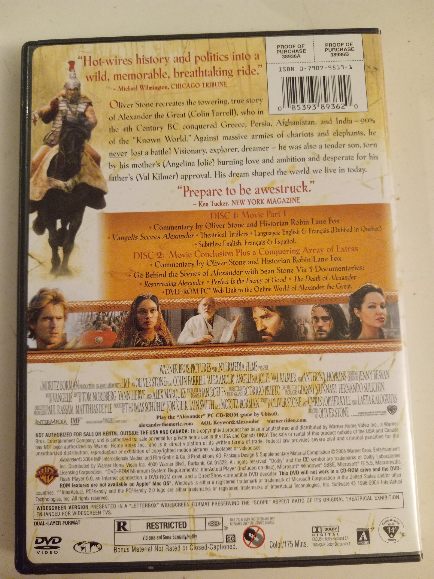 Alexander, DVD Movie, 2 Disc Widescreen/Fullscreen Director's Cut/Special Edition, Rated R, NEW/USED