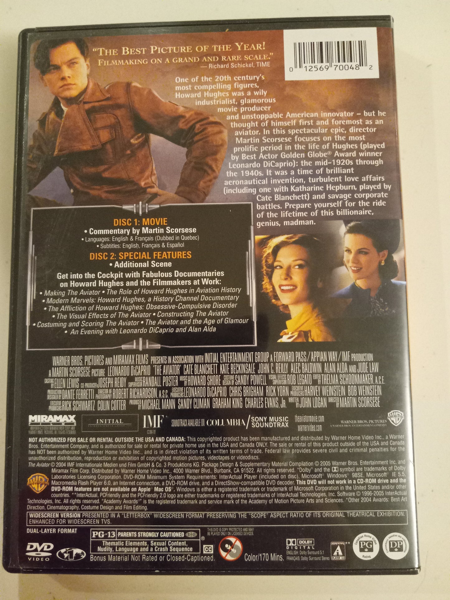 The Aviator, DVD Movie, 2 Disc Widescreen, Rated PG-13, USED