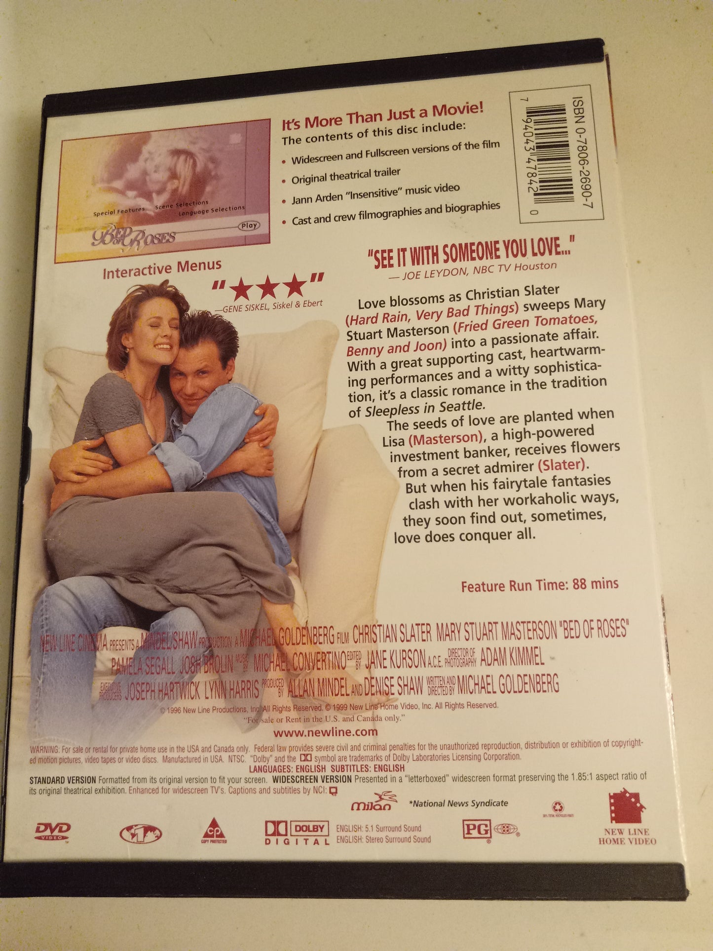 Bed Of Roses, DVD Movie, Widescreen, Rated PG, USED