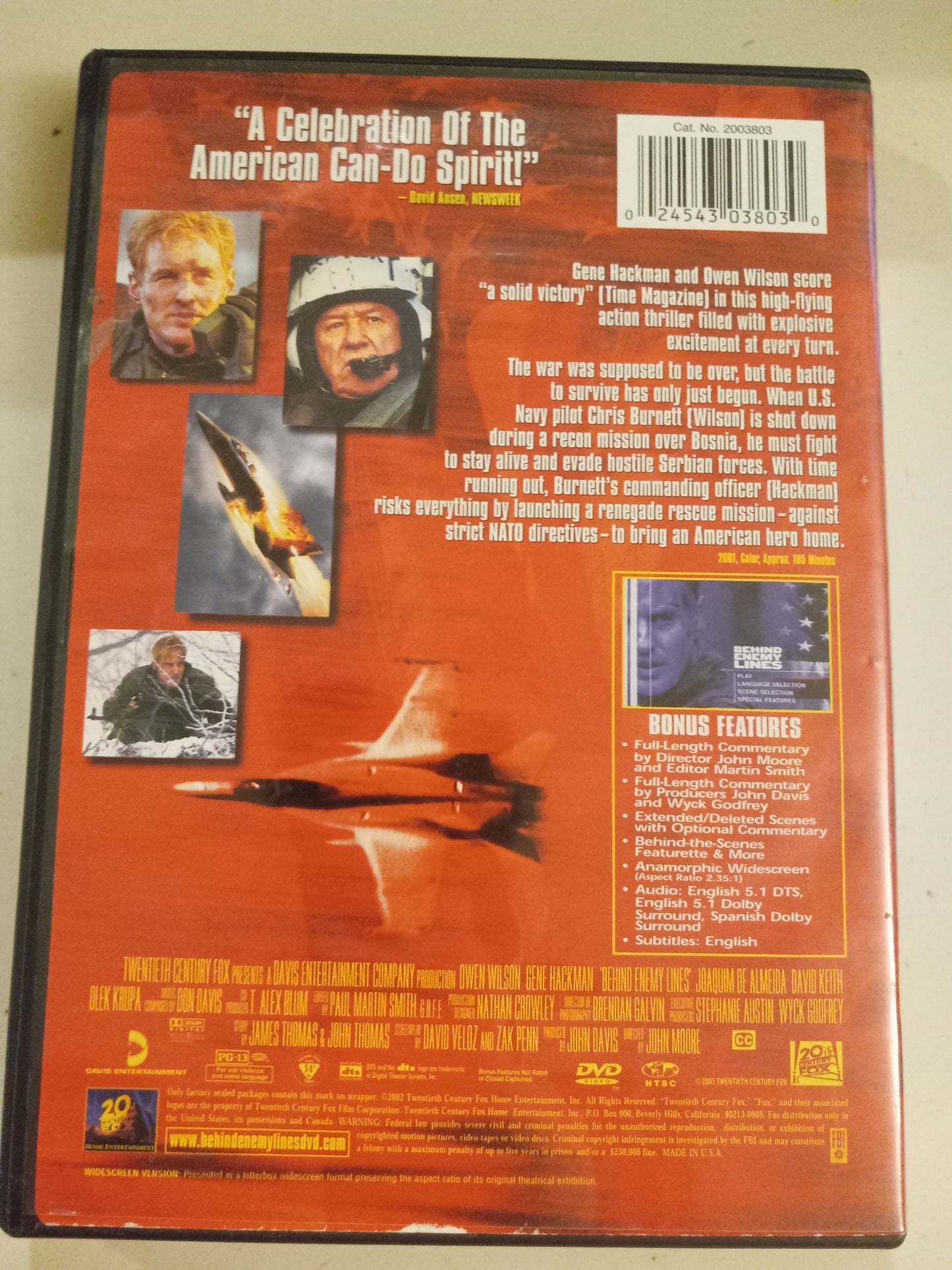 Behind Enemy Lines, DVD Movie, Widescreen,  Rated PG-13, USED