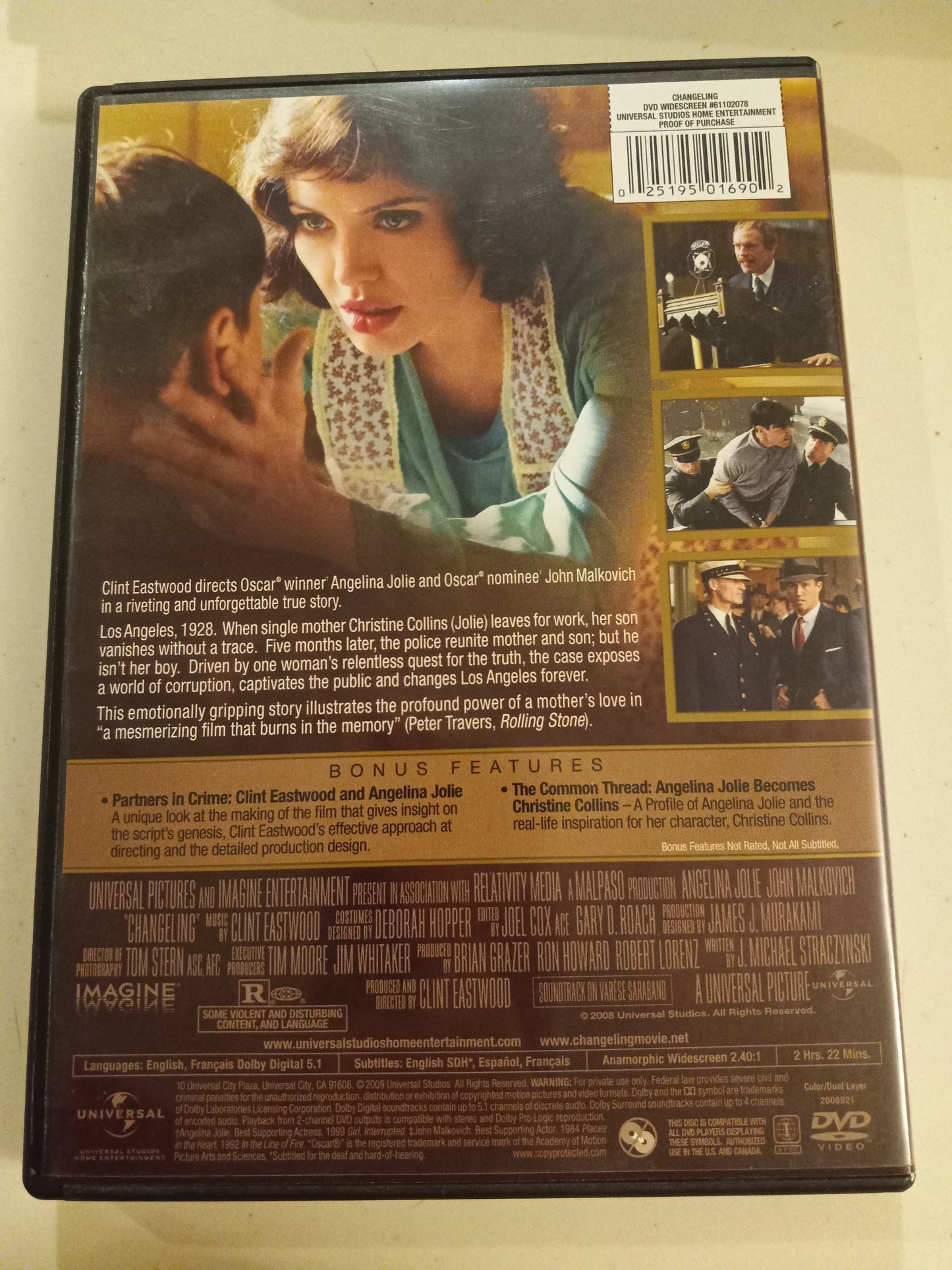 Changeling, DVD Movie, Widescreen, Rated R, USED