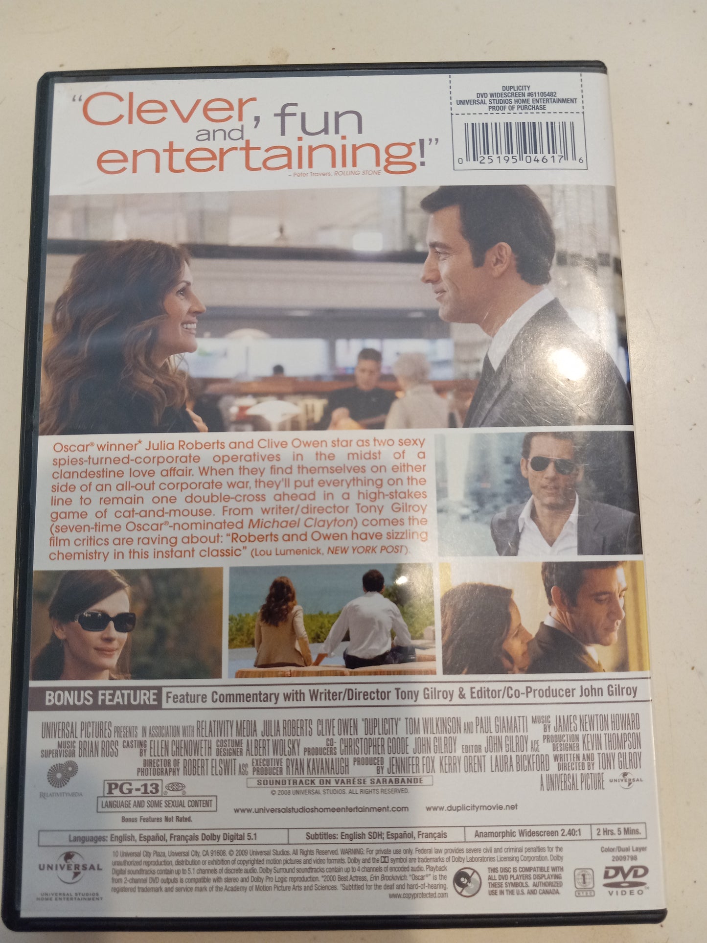 Duplicity, DVD Movie, Widescreen, Rated PG-13, USED