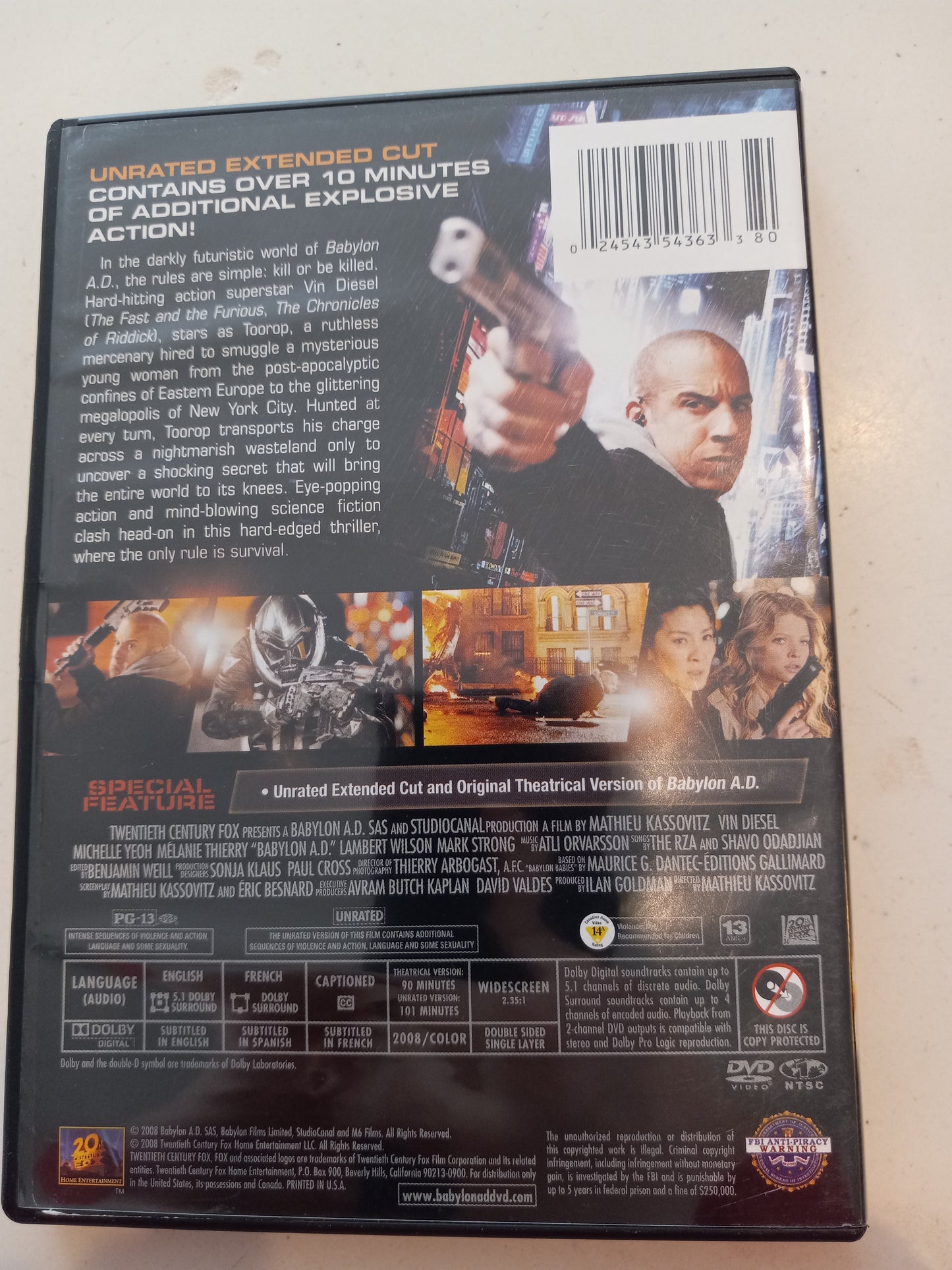 Babylon A.D. Raw And Uncut, DVD Movie, Widescreen, Rated PG-13, USED