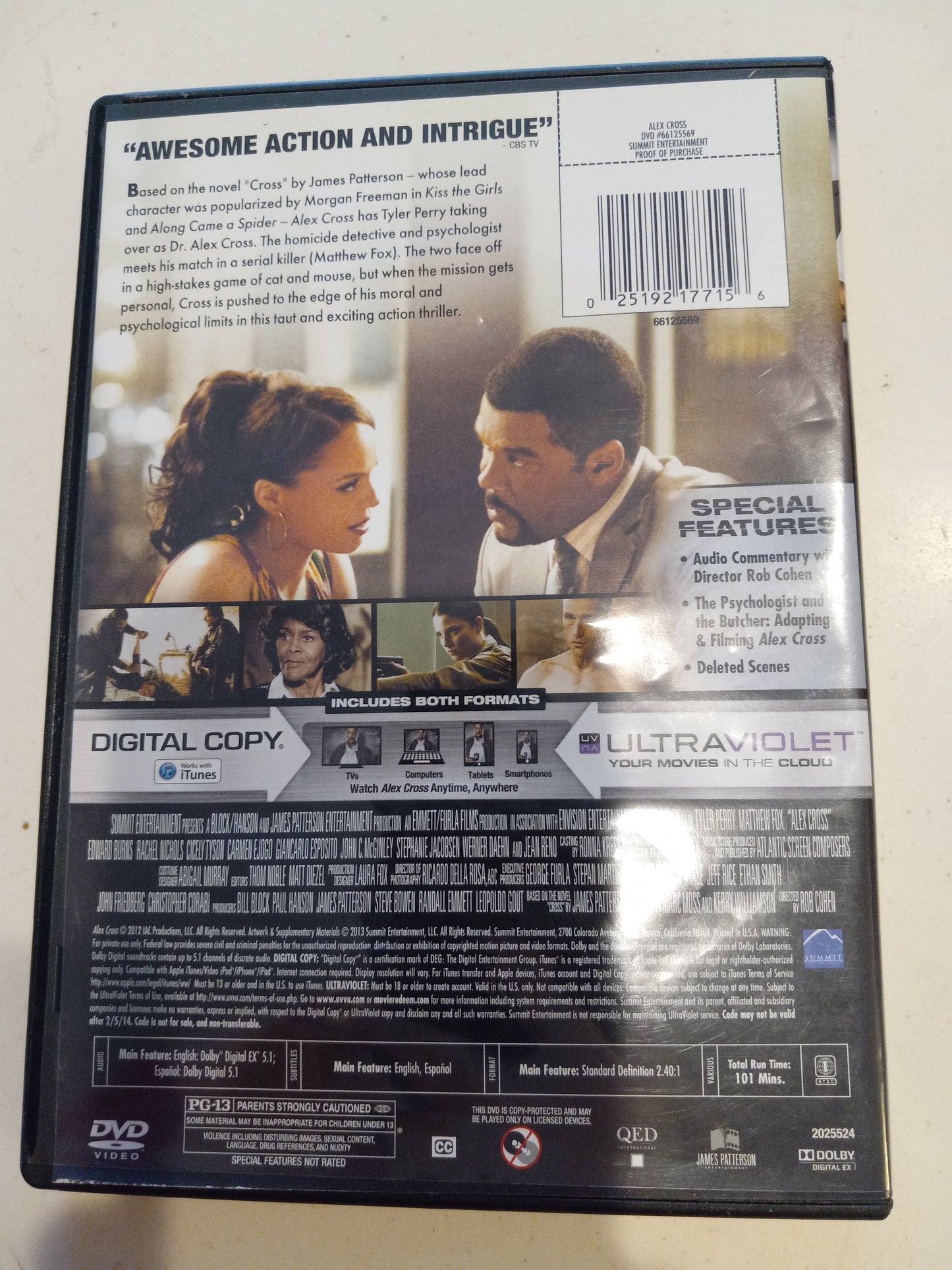 Alex Cross, DVD Movie, Tyler Perry Widescreen, Rated PG-13, USED