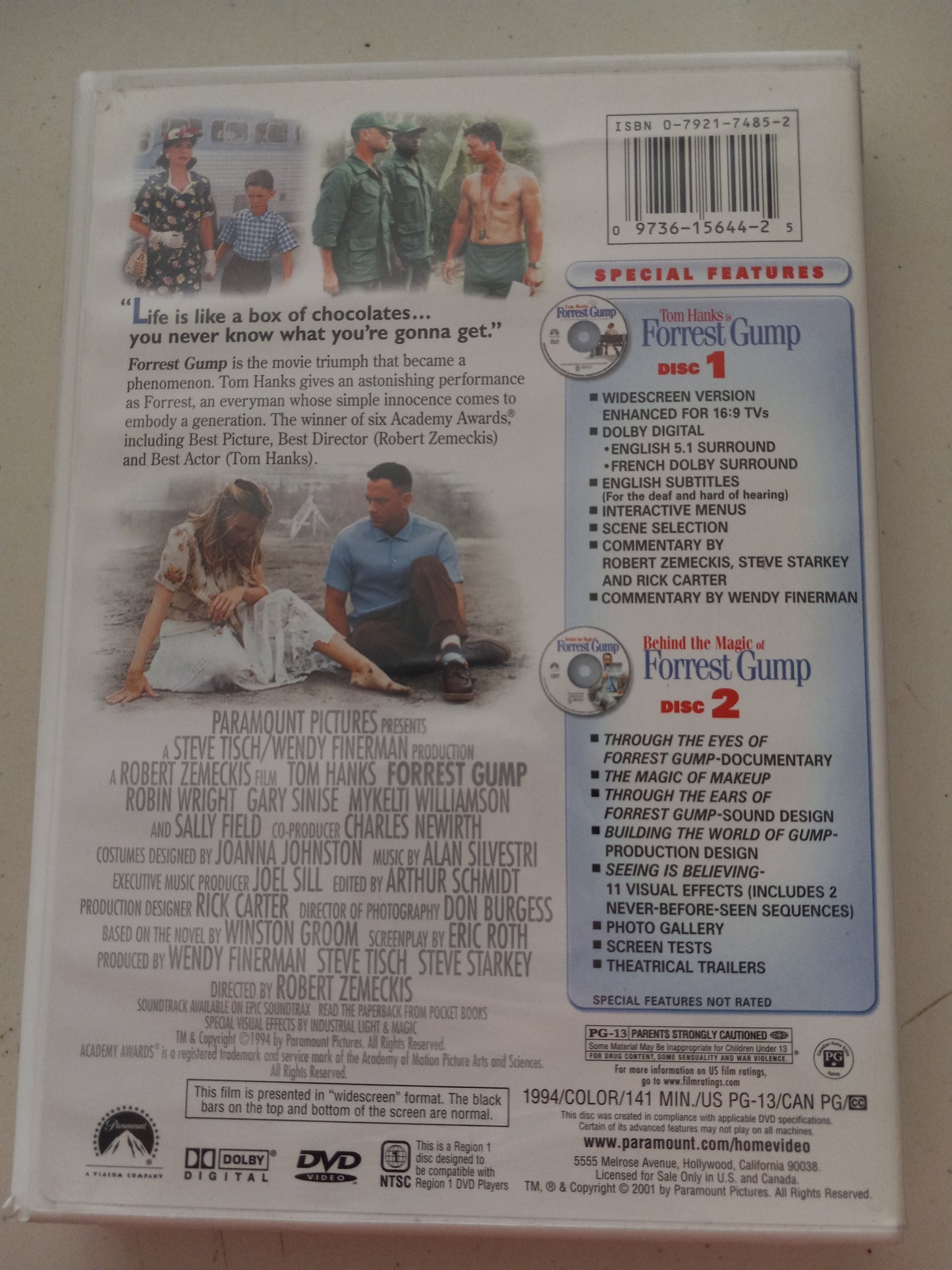 Forrest Gump, DVD Movie, Special Collector's Edition, Widescreen, Rated PG-13, USED