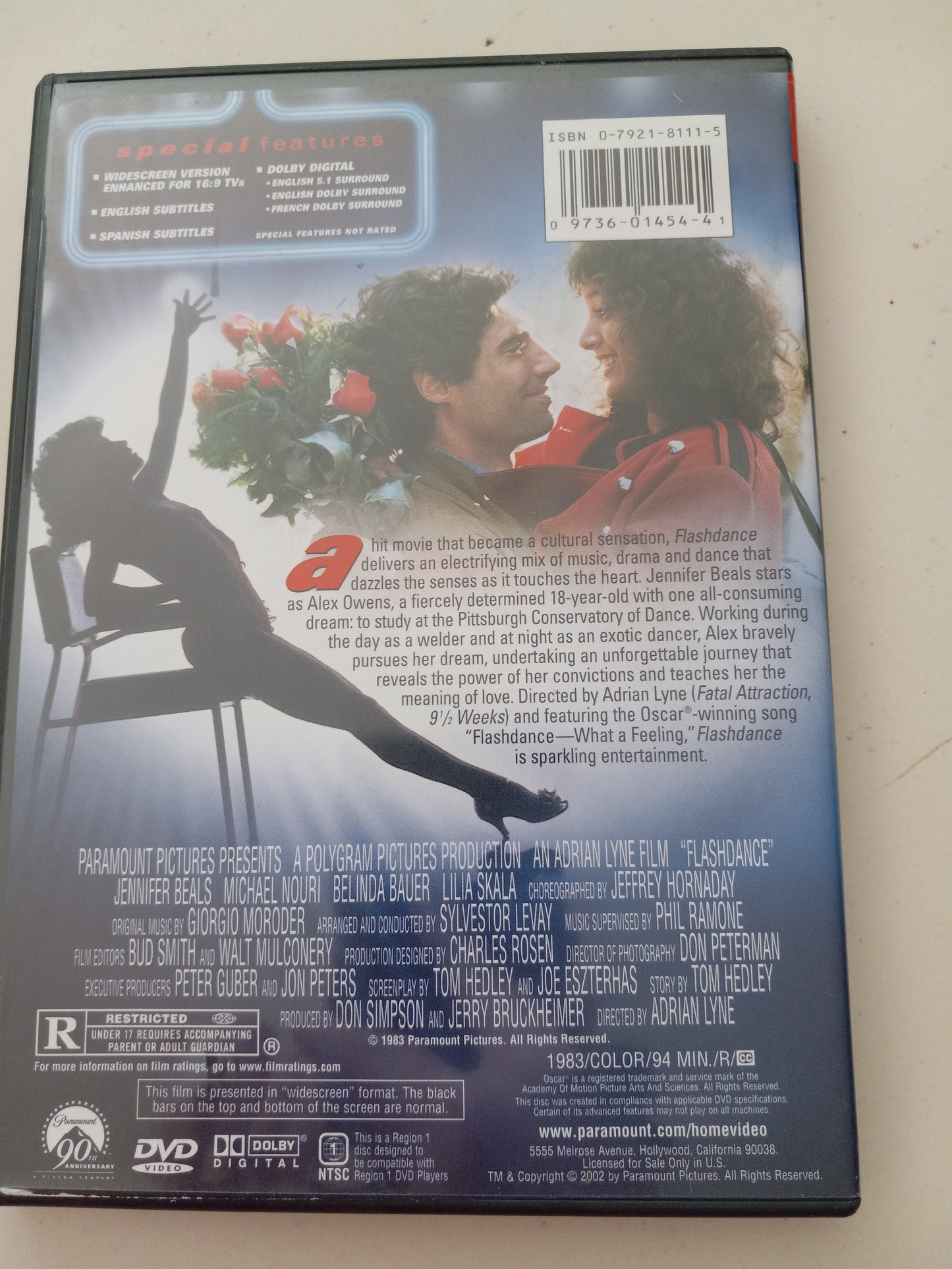 Flash Dance, DVD Movie, Widescreen, Rated R, USED