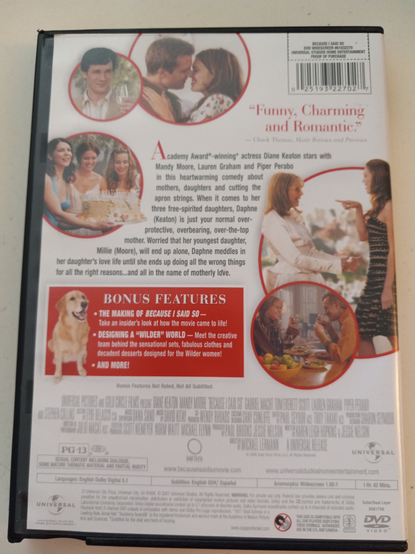 Because I Said So, DVD Movie, Widescreen, Rated PG-13, USED
