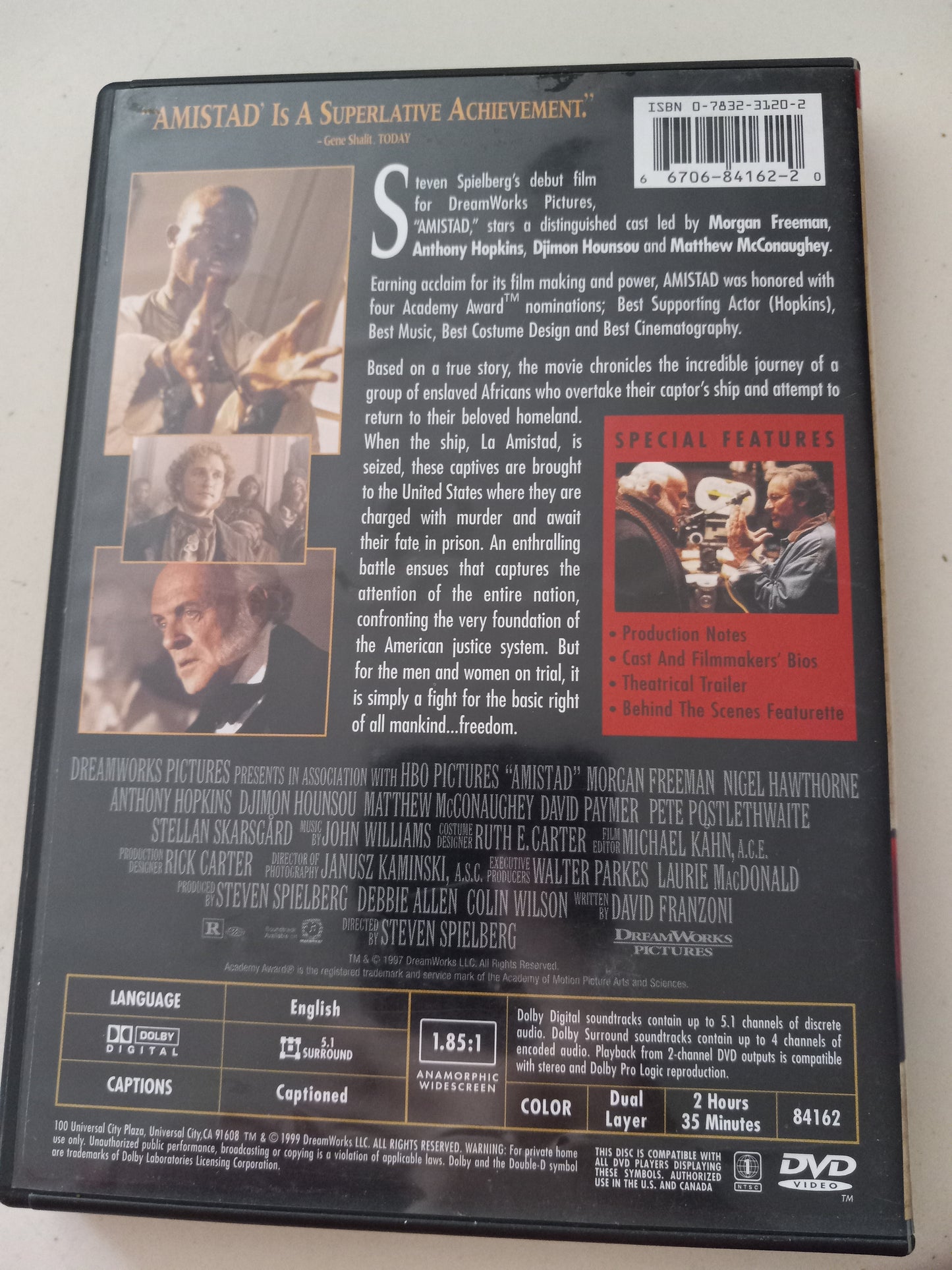 Amistad, DVD Movie, Widescreen, Rated R, USED