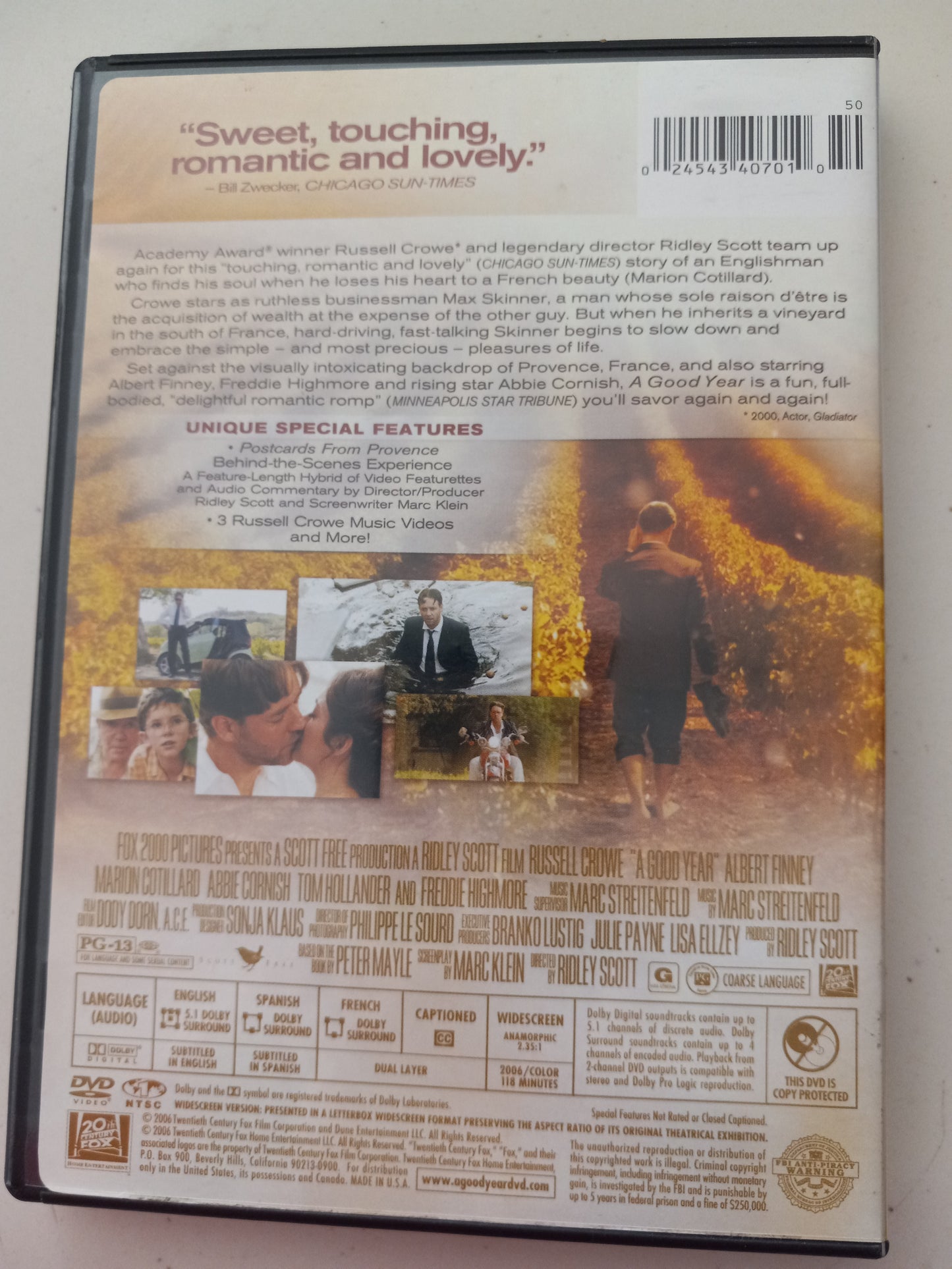A Good Year, DVD Movie, Russell Crowe Widescreen, Rated PG-13, USED