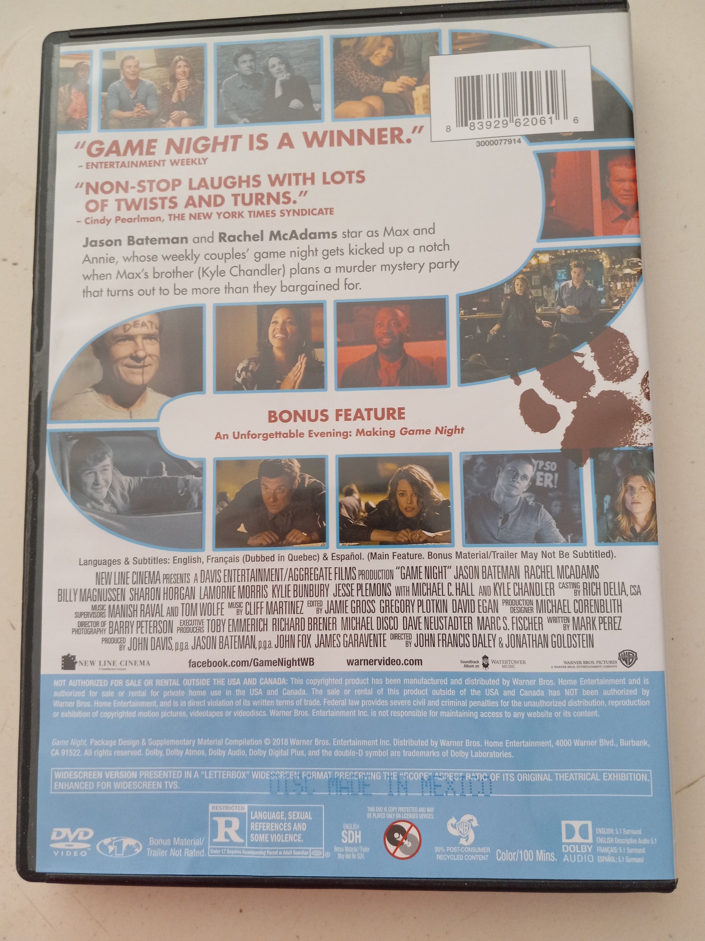 Game Night, DVD Movie, Widescreen, Rated R, USED