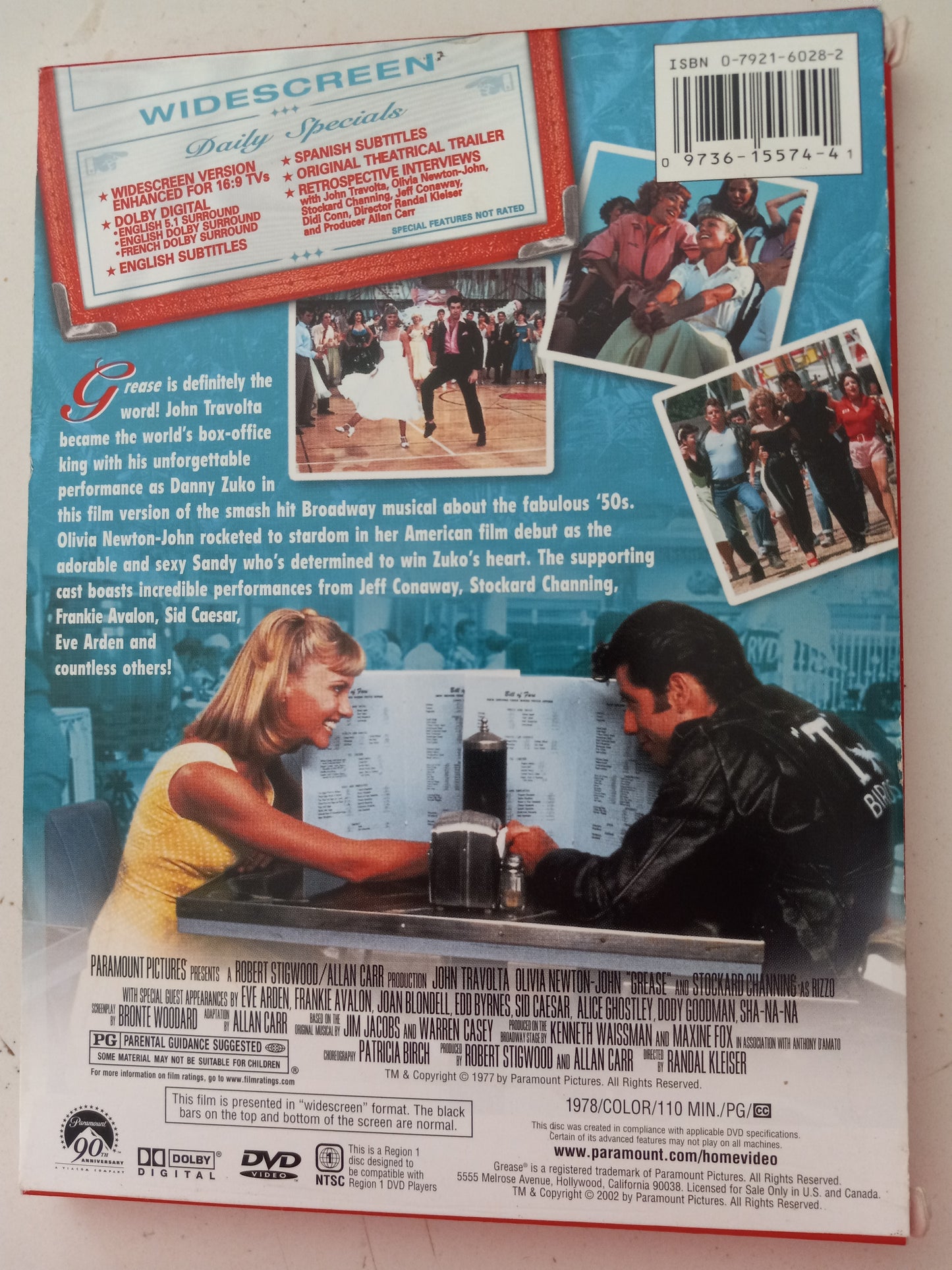 Grease, DVD Movie, Widescreen, Rated PG, USED