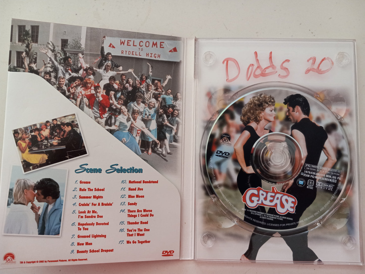 Grease, DVD Movie, Widescreen, Rated PG, USED