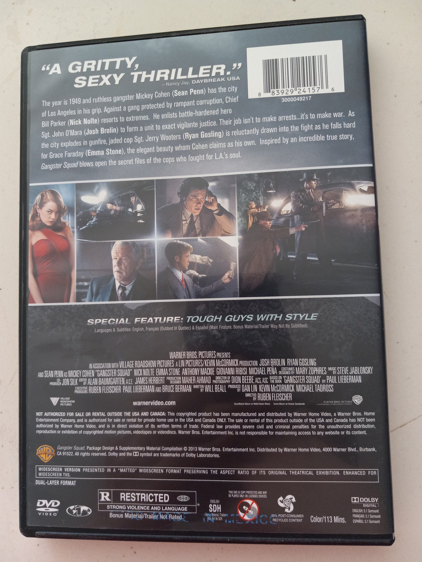 Gangtser Squad, DVD Movie, Josh Brolin Widescreen, Rated R, USED