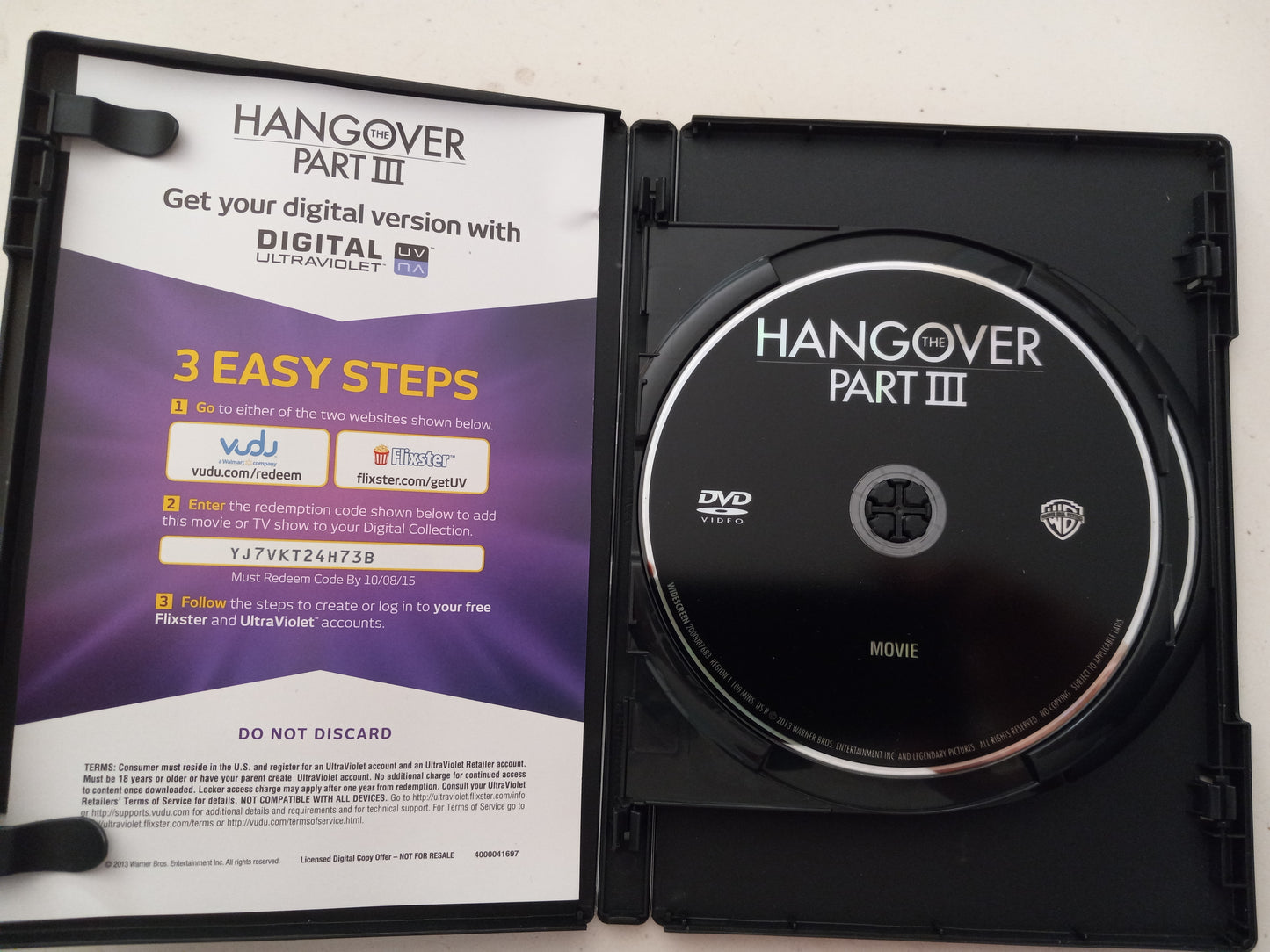 The Hangover Part III 3, DVD Movie, 2 Disc Special Ed, Bradley Cooper Widescreen, Rated R, NEW/USED