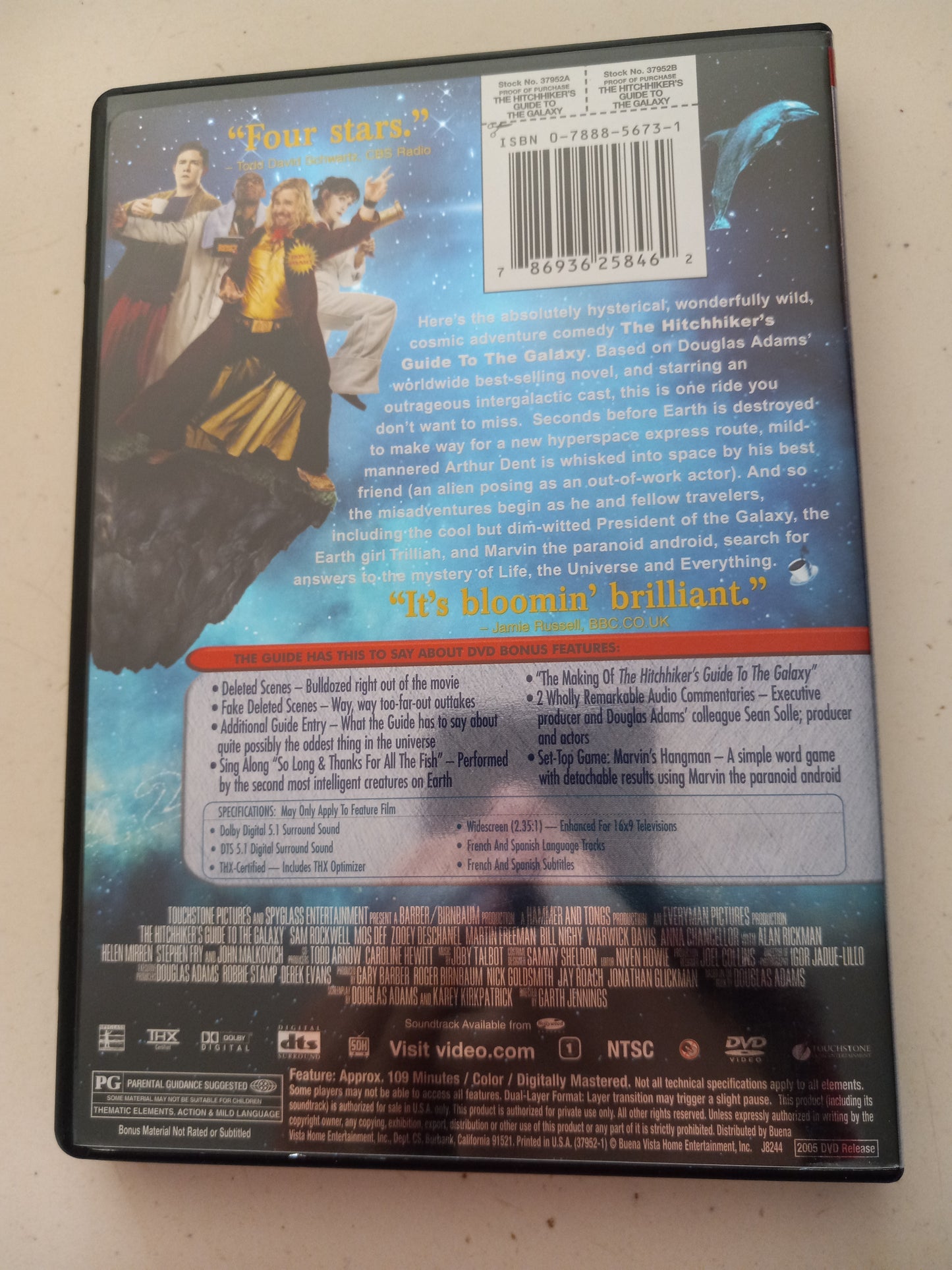 The Hitchhiker's Guide To The Galaxy, DVD Movie, Widescreen/Fullscreen, Rated PG, USED