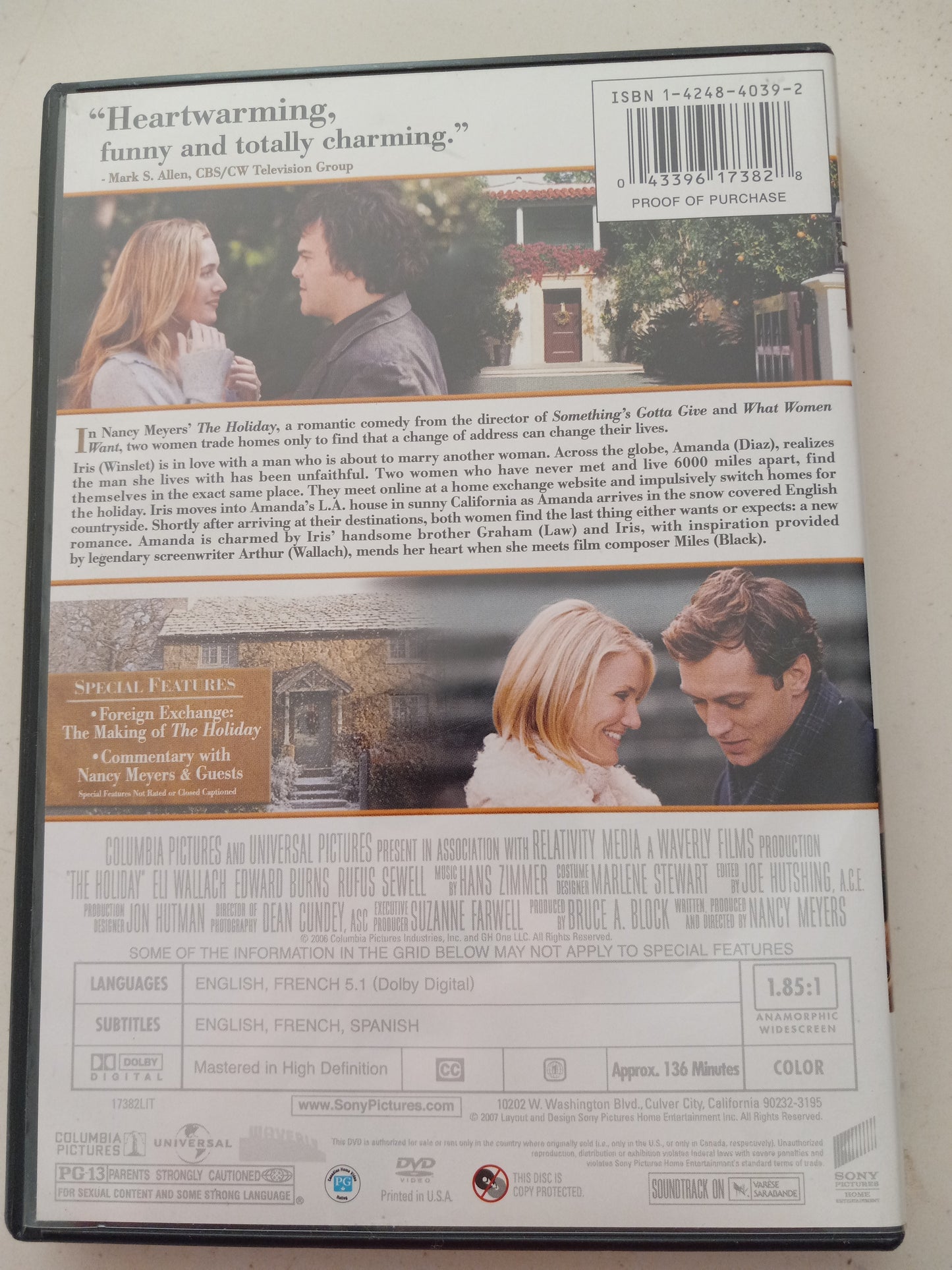 The Holiday, DVD Movie, Cameron Diaz Widescreen, Rated PG-13, USED