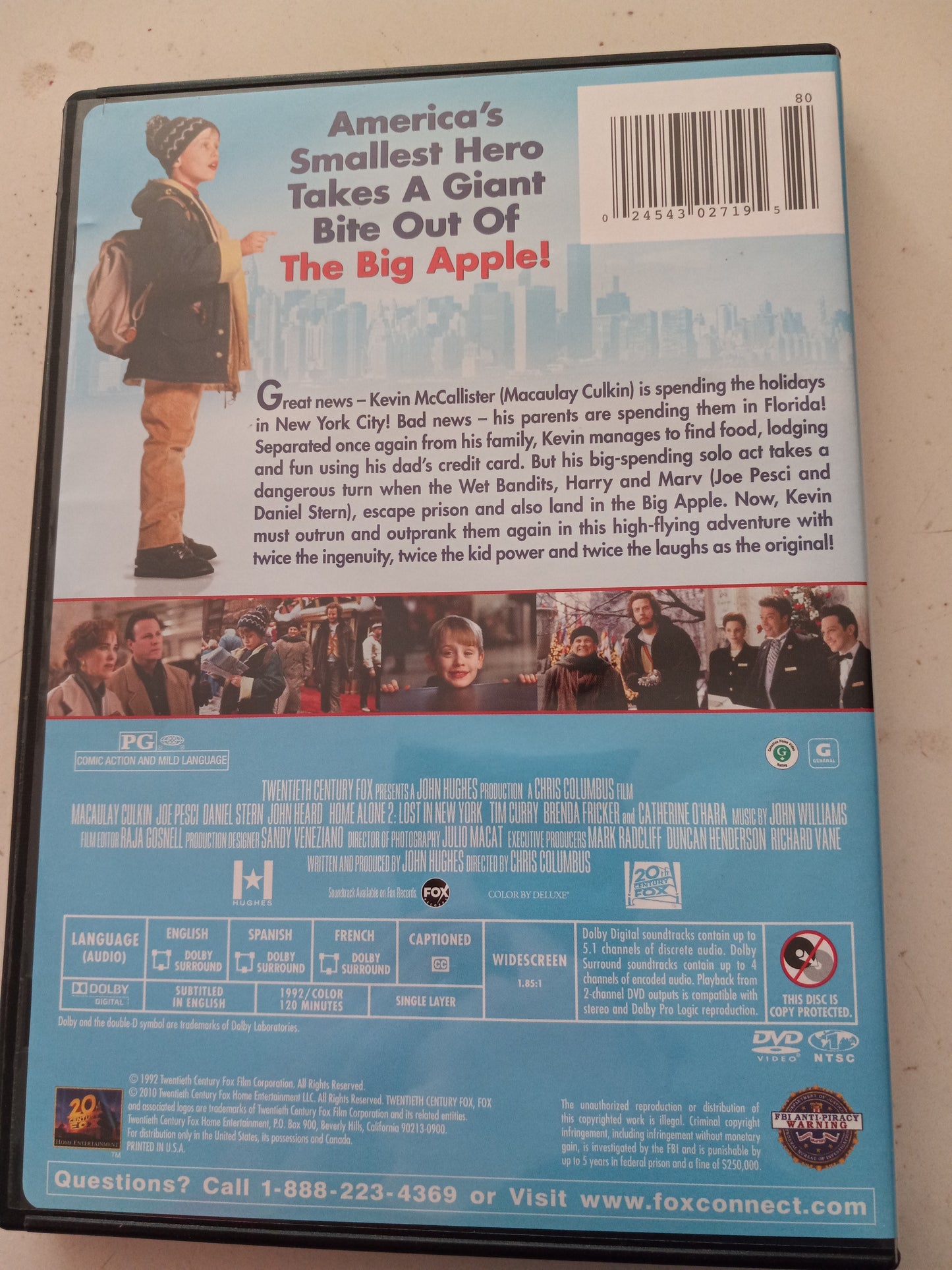 Home Alone 2 Lost In New York, DVD Movie, Macaulay Culkin Widescreen, Rated G, USED