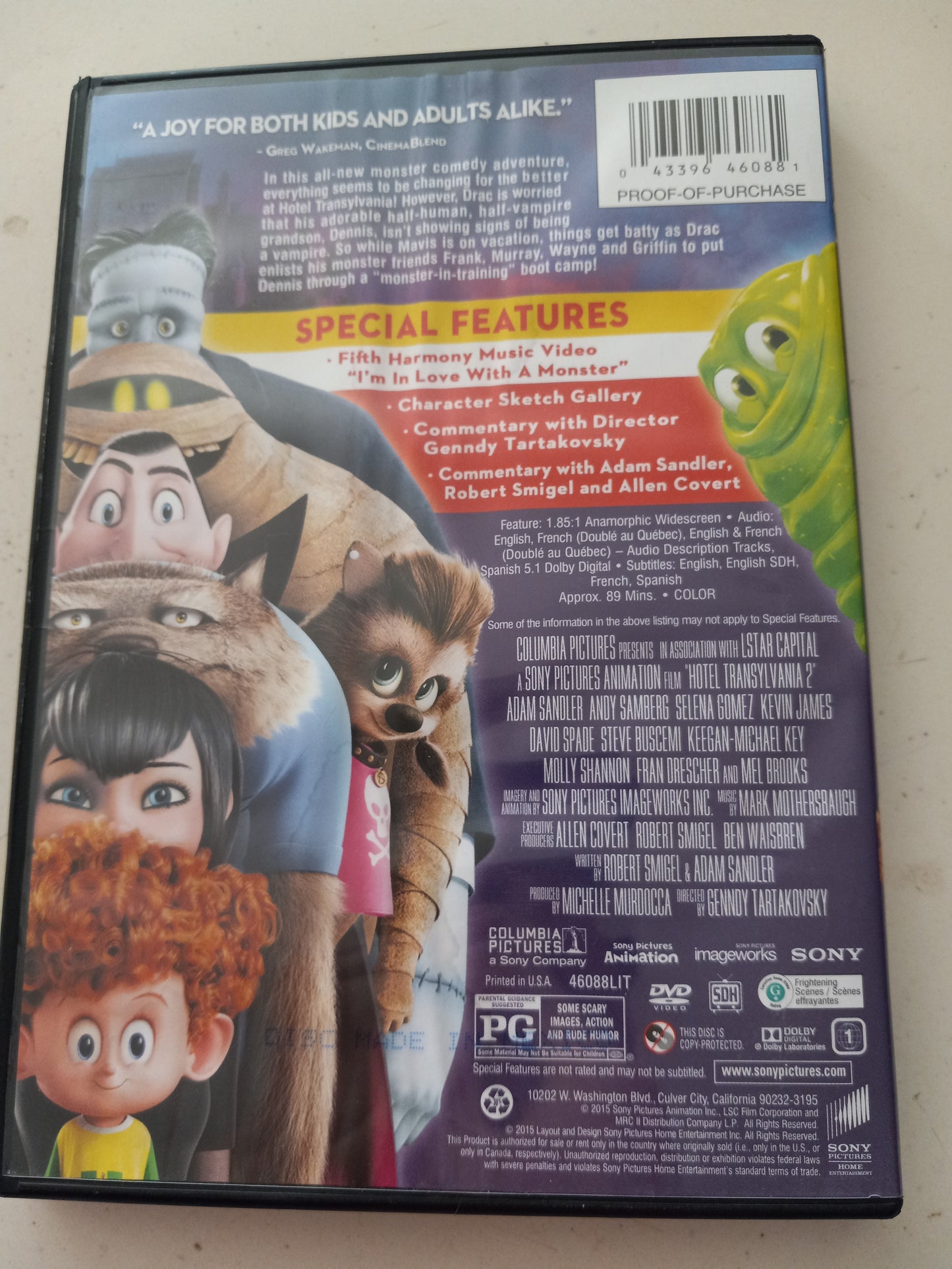 Hotel Transylvania 2, DVD Movie, Widescreen, Rated PG, USED