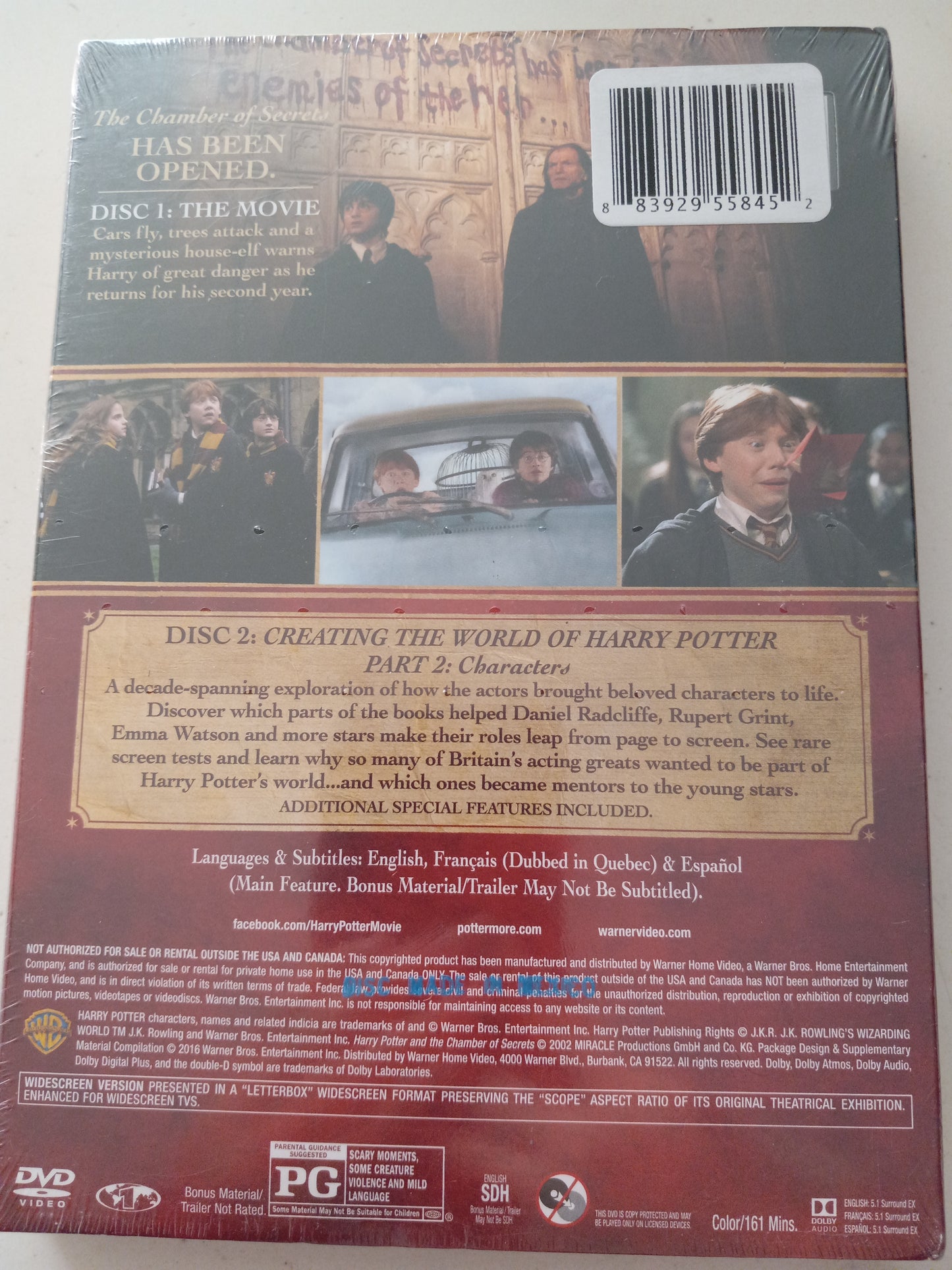 Harry Potter And The Chamber Of Secrets, DVD Movie, 2 Discs Widescreen, Rated PG, NEW/USED
