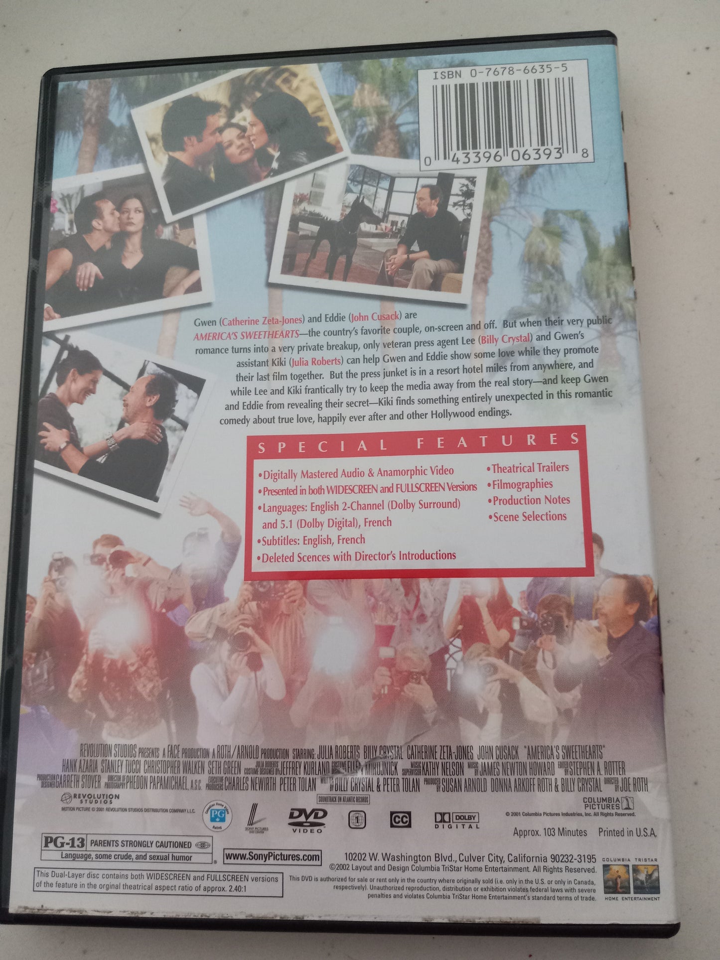 America's Sweethearts, DVD Movie, Widescreen, Fullscreen, Rated PG-13, USED
