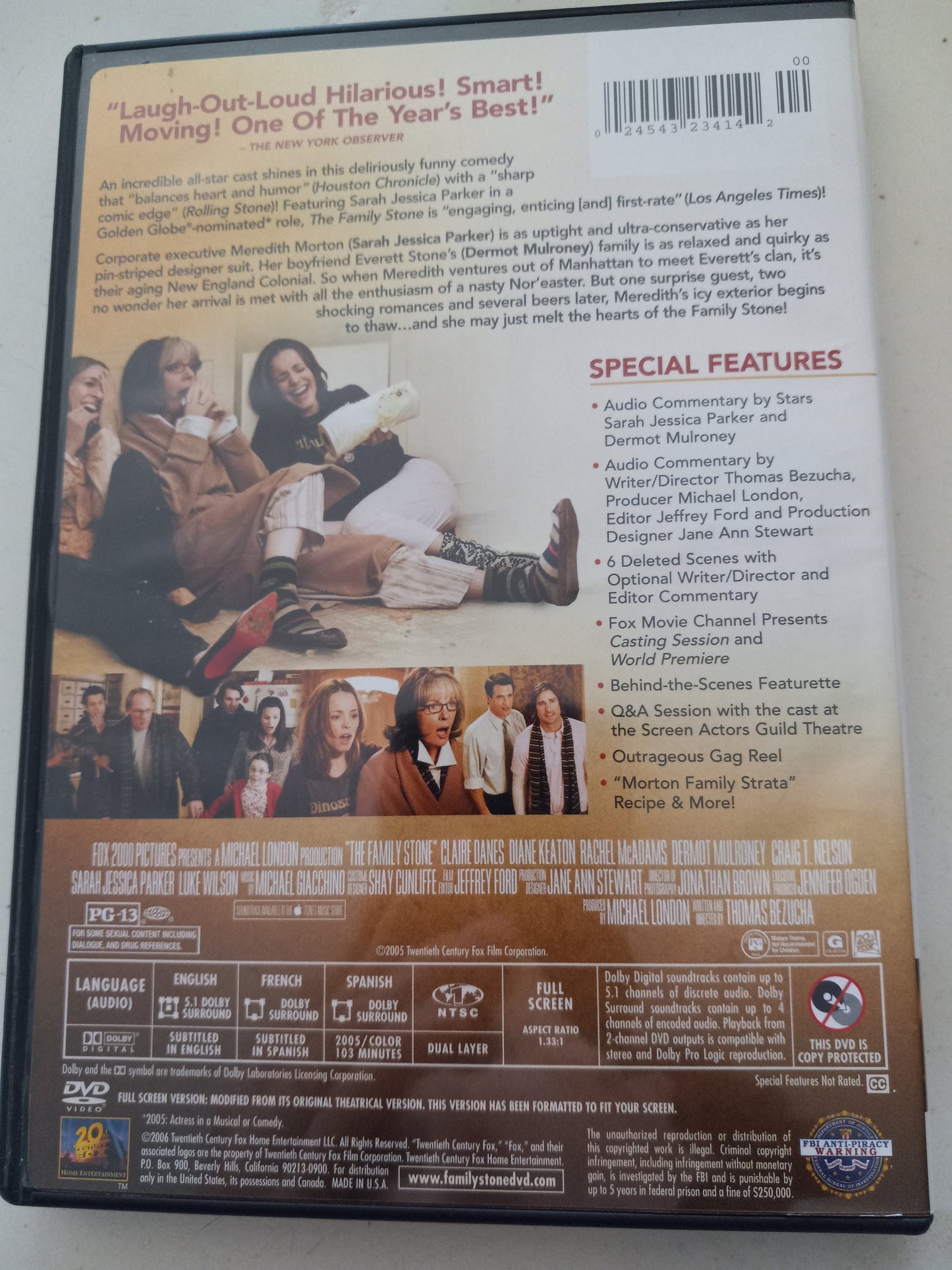 The Family Stone, DVD Movie, Rachel McAdams Widescreen/Fullscreen, Rated PG-13, USED