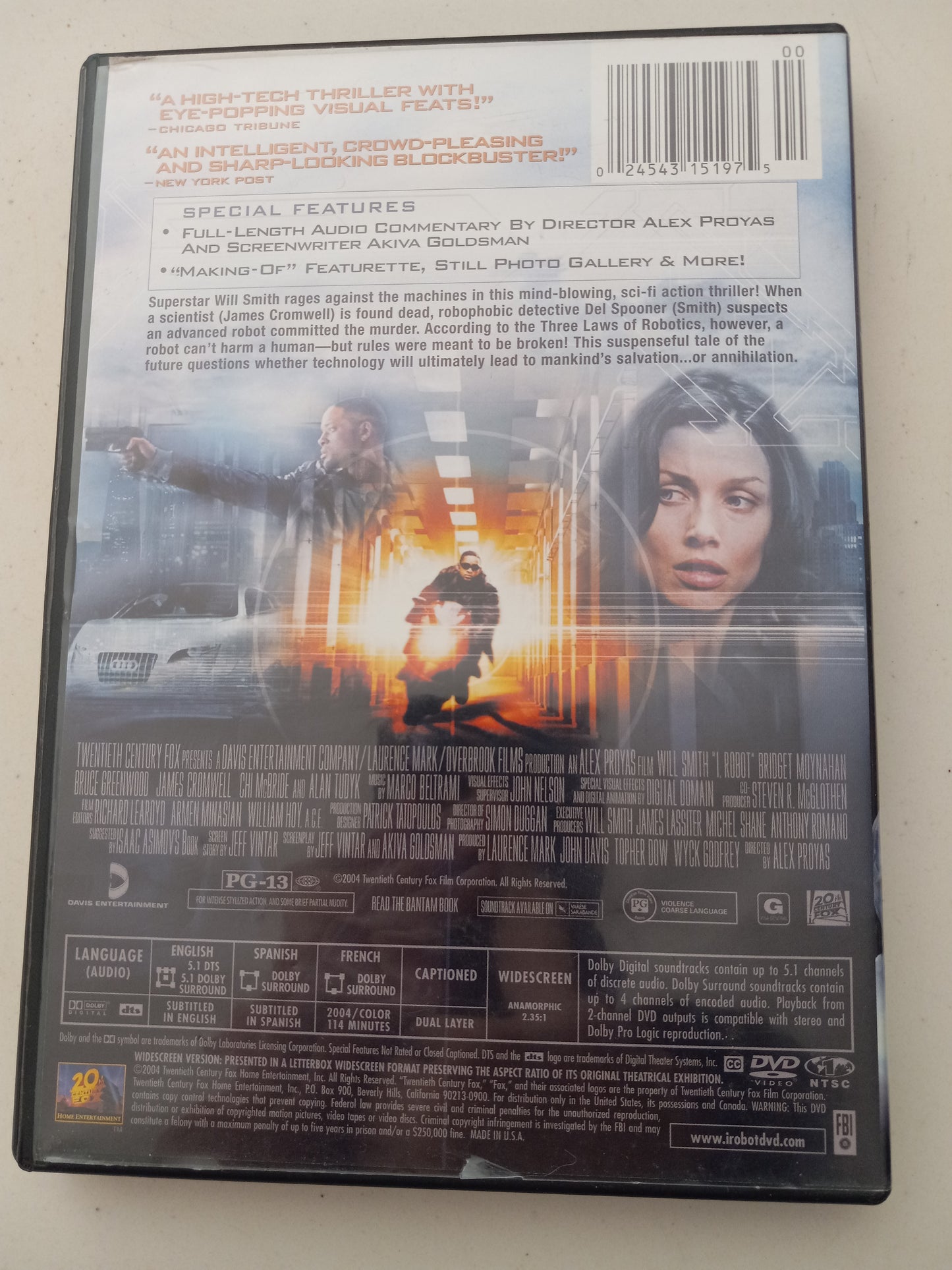 I Robot, DVD Movie, Widescreen, Rated PG-13, USED