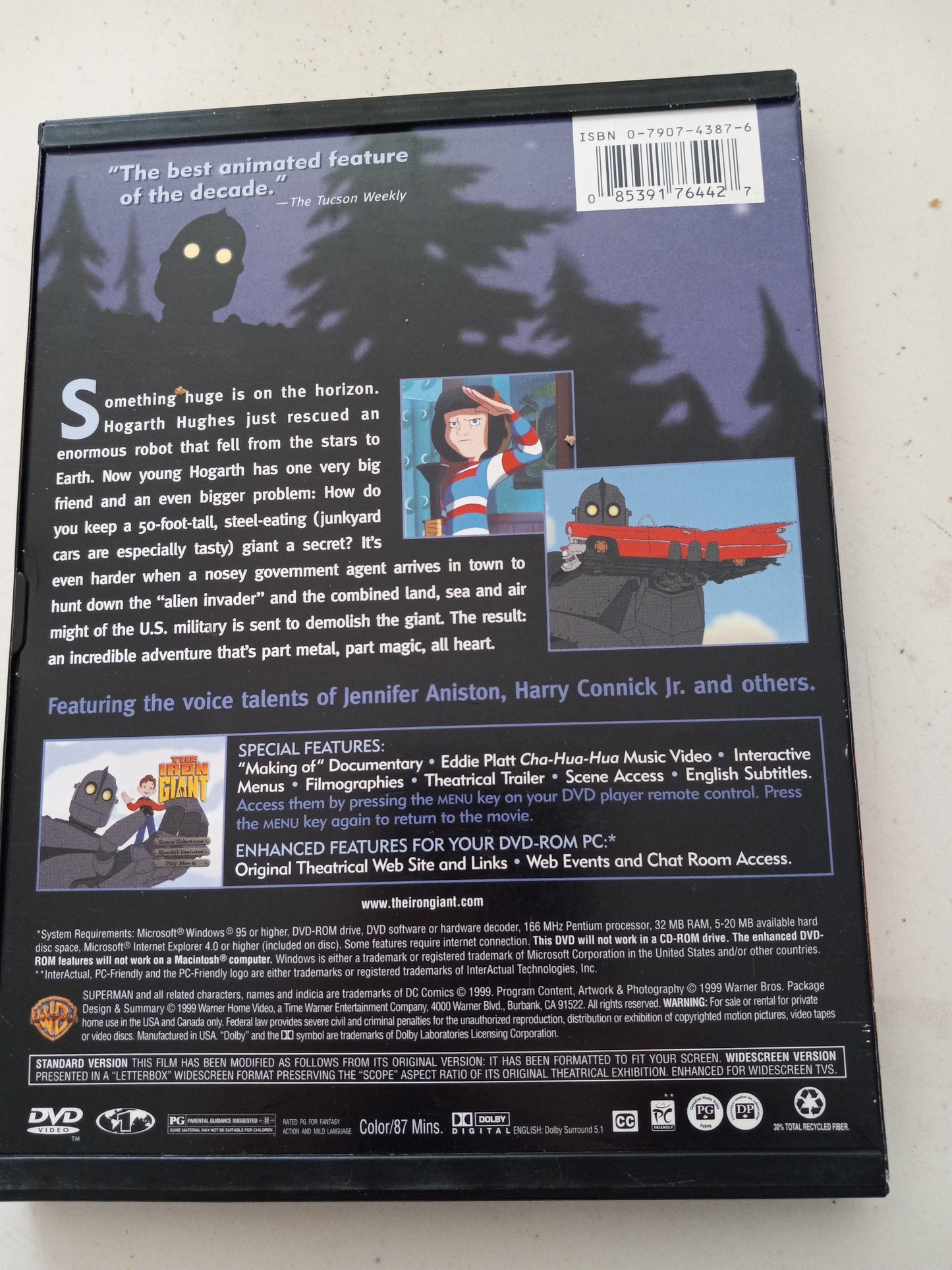 The Iron Giant, DVD Movie, Widescreen, Rated PG, USED