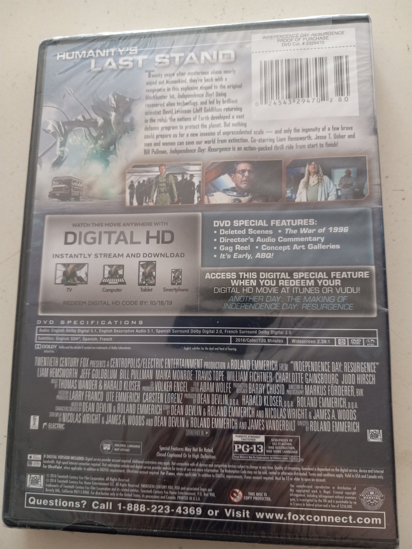 Independence Day Resurgence, DVD Movie, Jeff Goldblum Widescreen, Rated PG-13, NEW/USED